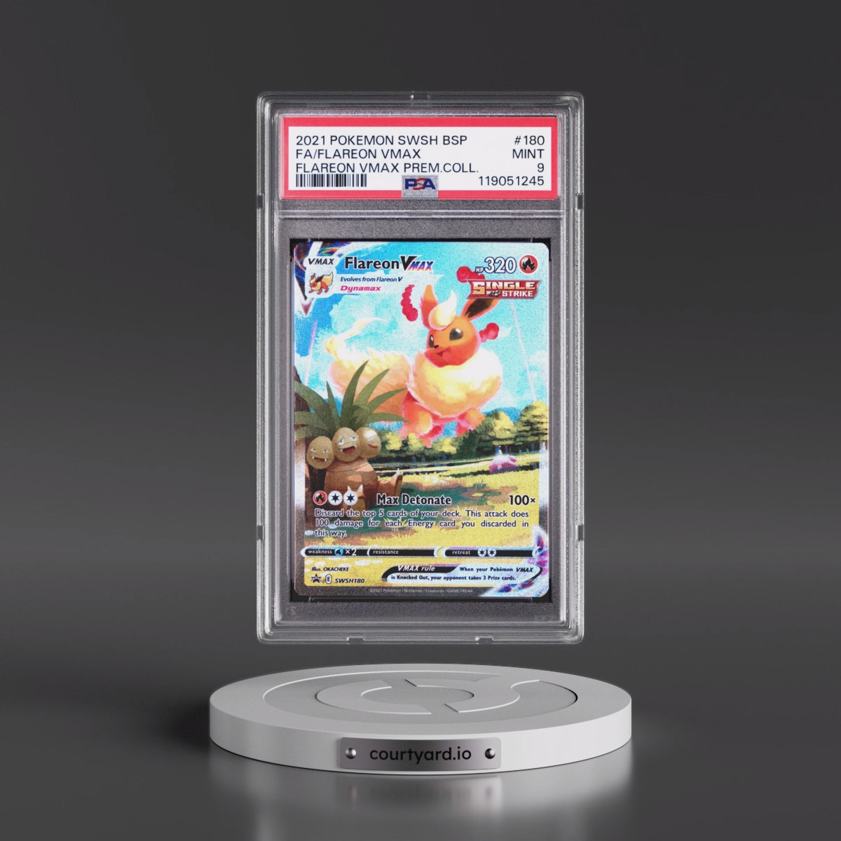 2021 Pokémon Swsh Black Star Promo #180 Flareon Vmax - Full Art Flareon Vmax Premium Collection (PSA 9 MINT)