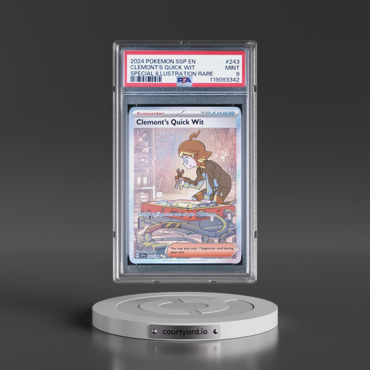 2024 Pokémon Ssp EN-Surging Sparks #243 Clemont's Quick Wit - Special Illustration Rare (PSA 9 MINT)