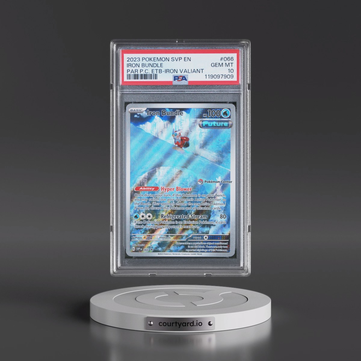 2023 Pokémon Svp EN-SV Black Star Promo #066 Iron Bundle - Paradox Rift Pokemon Center Elite Trainer Box-Iron Valiant (PSA 10 GEM MINT)