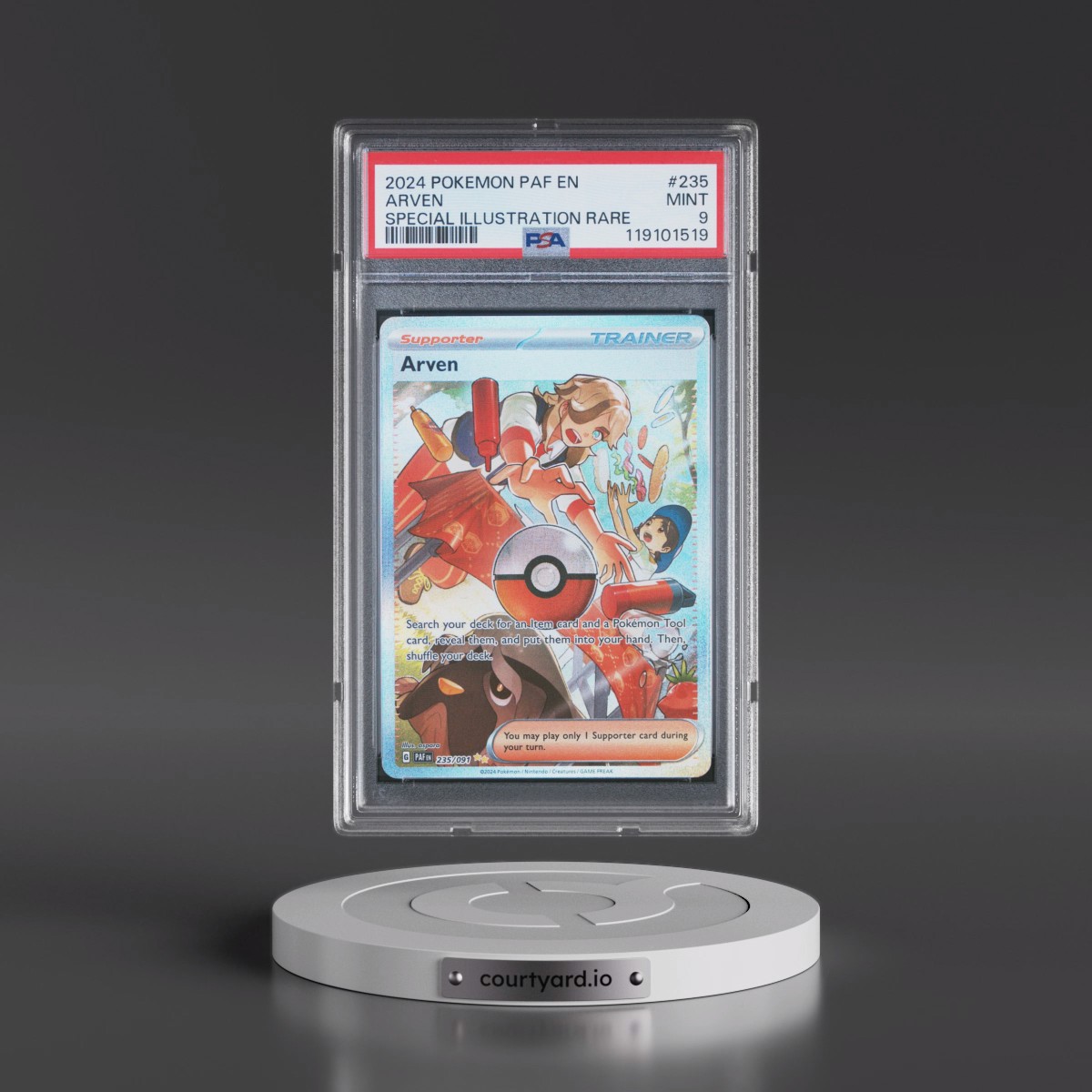 2024 Pokémon Paf EN-Paldean Fates #235 Arven - Special Illustration Rare (PSA 9 MINT)