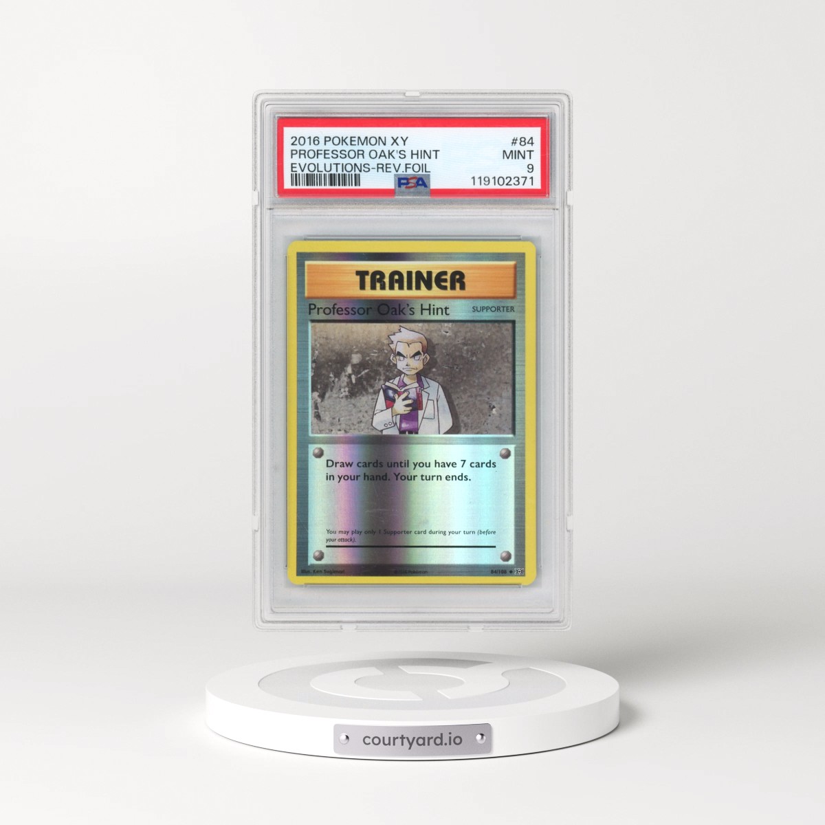 2016 Pokémon XY Evolutions #84 Professor Oak's Hint - Reverse Foil (PSA 9 MINT)