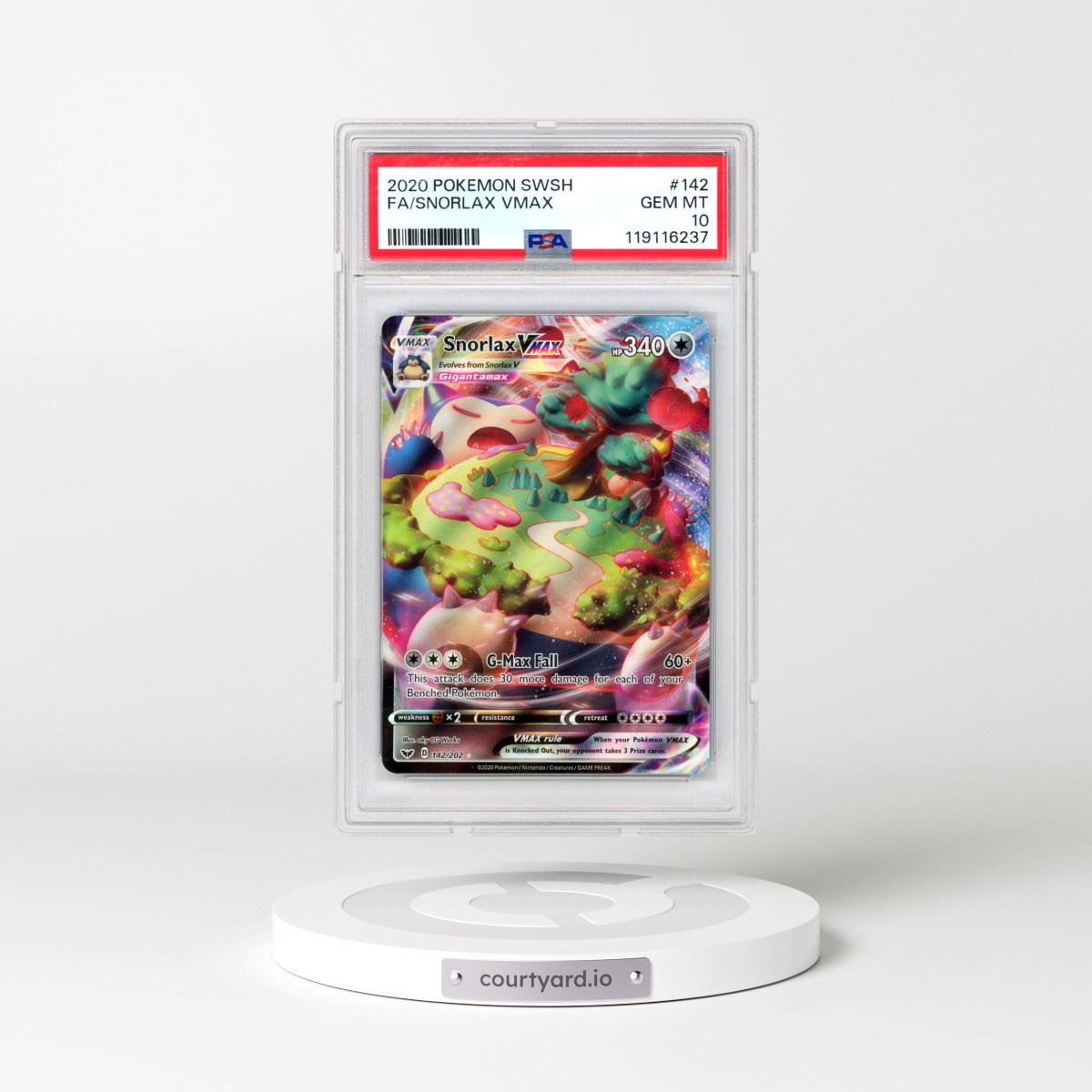 2020 Pokémon Sword & Shield #142 Snorlax Vmax - Full Art (PSA 10 GEM MINT)