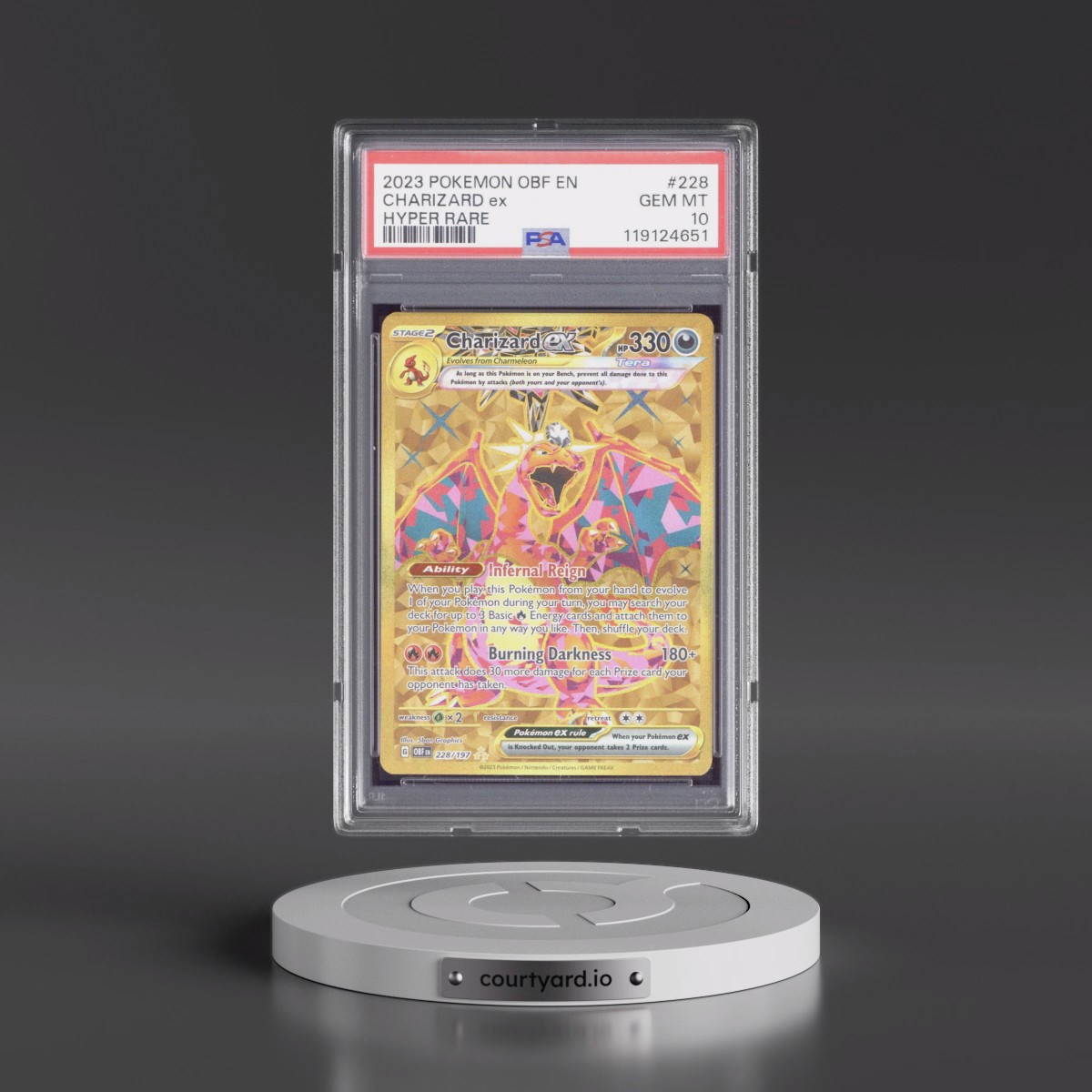 2023 Pokémon Obf EN-Obsidian Flames #228 Charizard EX - Holo Hyper Rare (PSA 10 GEM MINT)