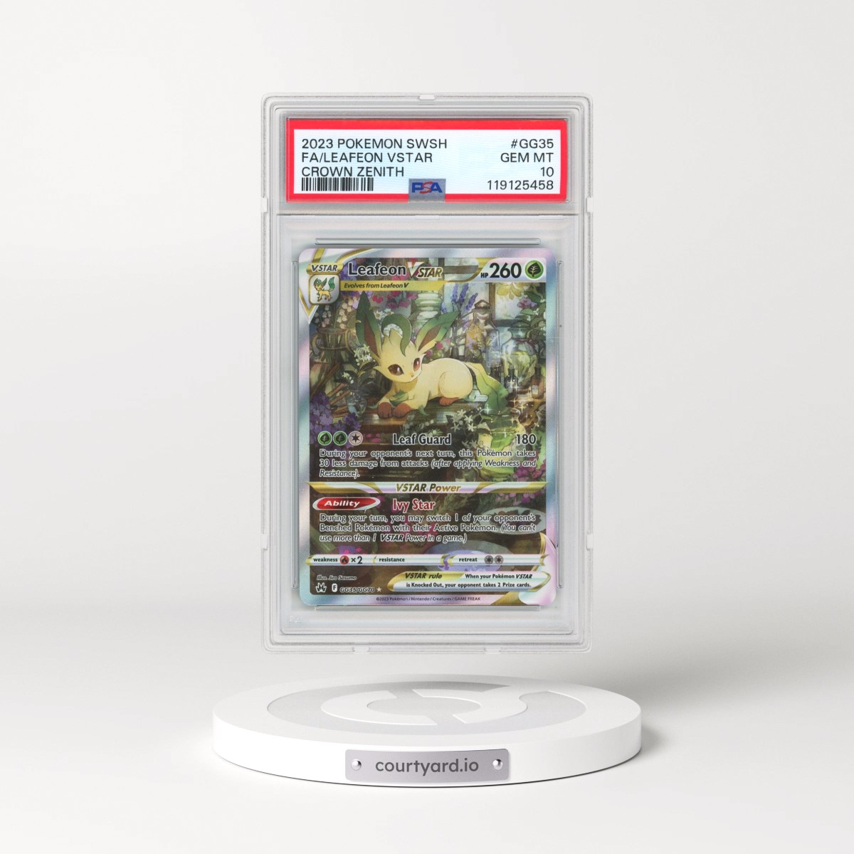 2023 Pokémon Sword and Shield Crown Zenith #GG35 Leafeon Vstar - Full Art (PSA 10 GEM MINT)