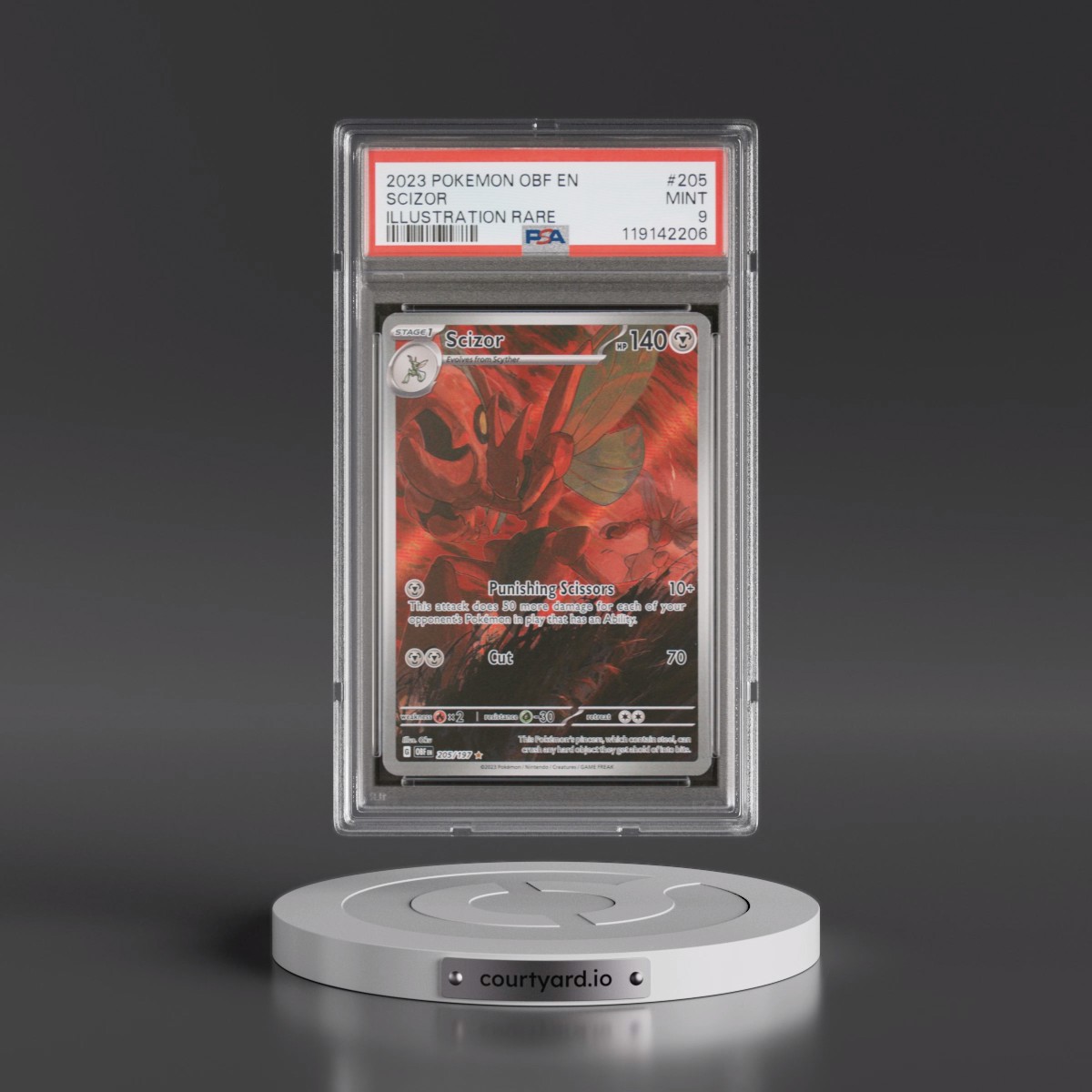 2023 Pokémon Obf EN-Obsidian Flames #205 Scizor - Illustration Rare (PSA 9 MINT)