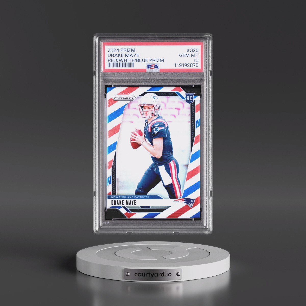 2024 Panini Prizm #329 Drake Maye - Red/White/Blue Prizm (PSA 10 GEM MINT)