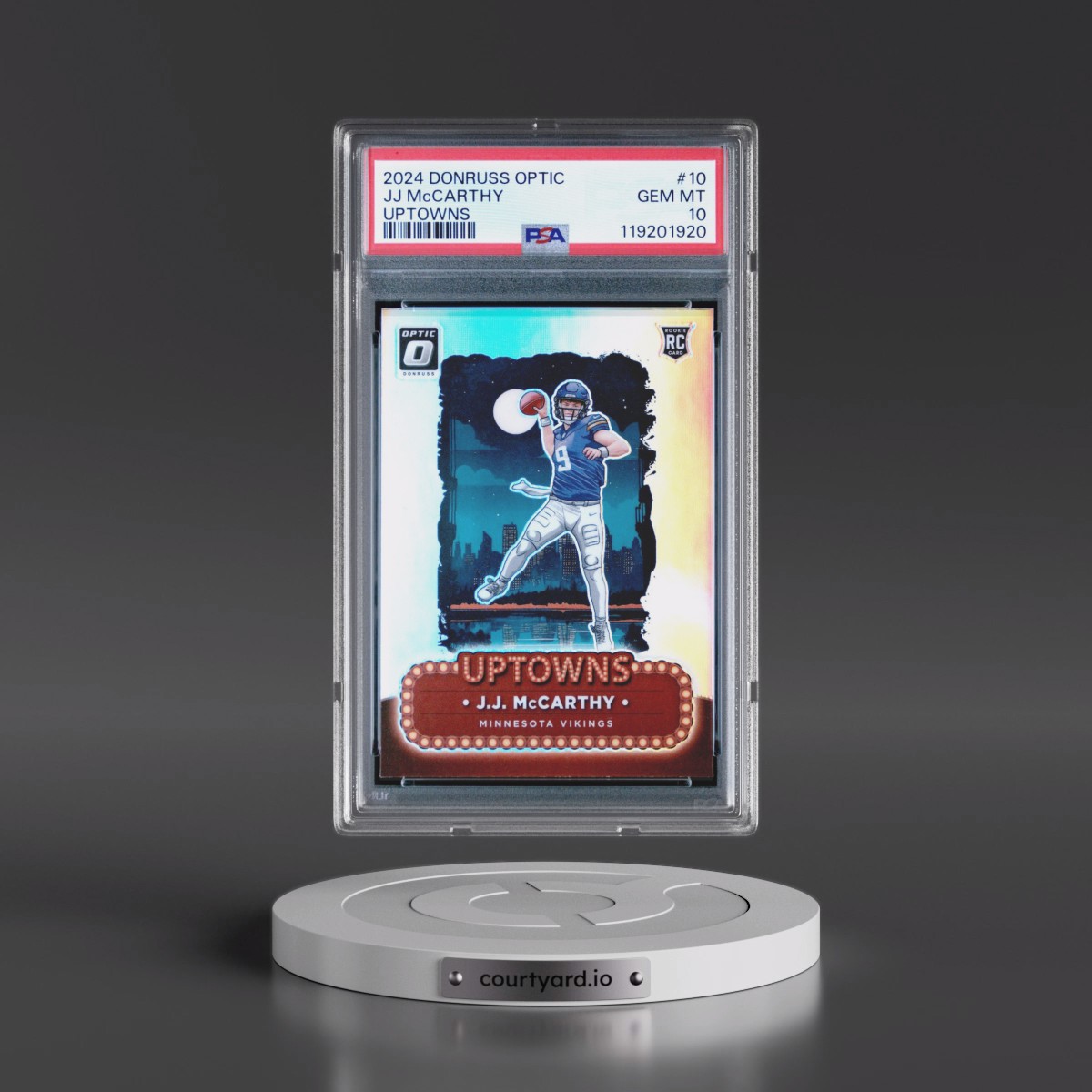 2024 Panini Donruss Optic Uptowns #10 JJ McCarthy (PSA 10 GEM MINT)