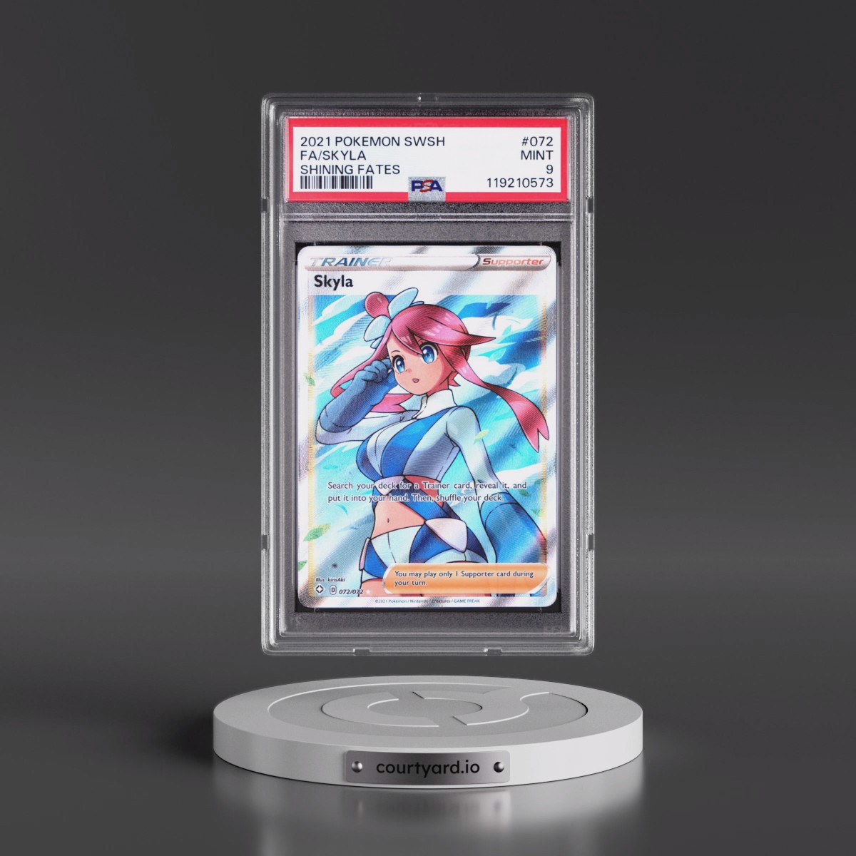 2021 Pokémon Sword & Shield Shining Fates #072 Skyla - Full Art (PSA 9 MINT)