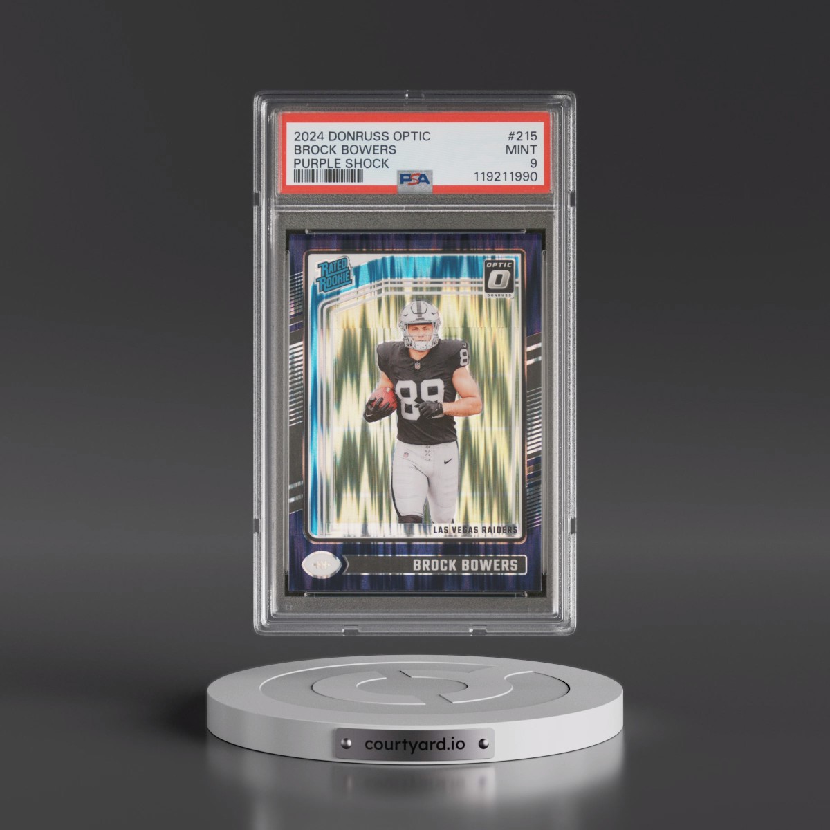 2024 Panini Donruss Optic #215 Brock Bowers - Purple Shock (PSA 9 MINT)