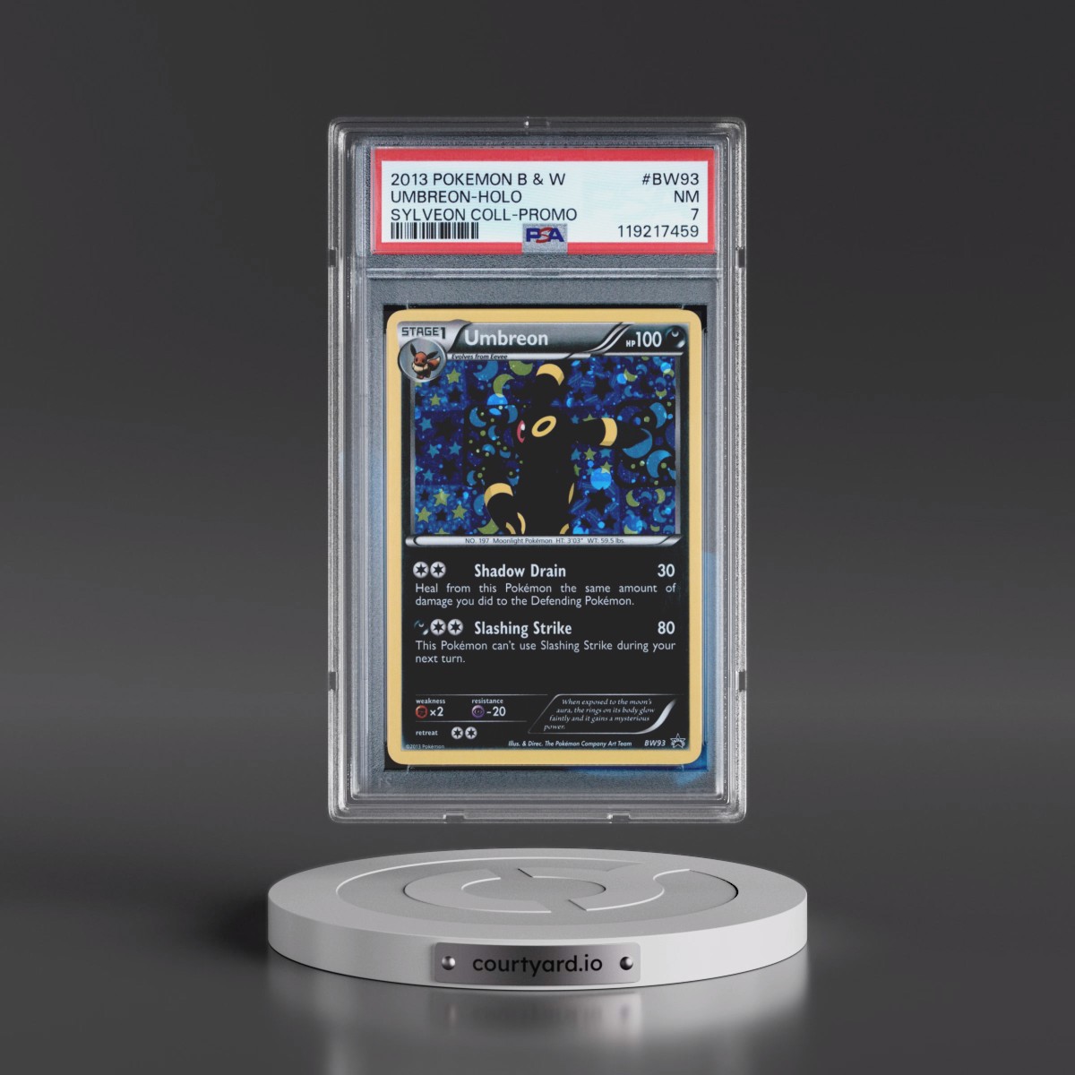 2013 Pokémon Black & White Promo #BW93 Umbreon - Holo Sylveon Collection (PSA 7 NM)