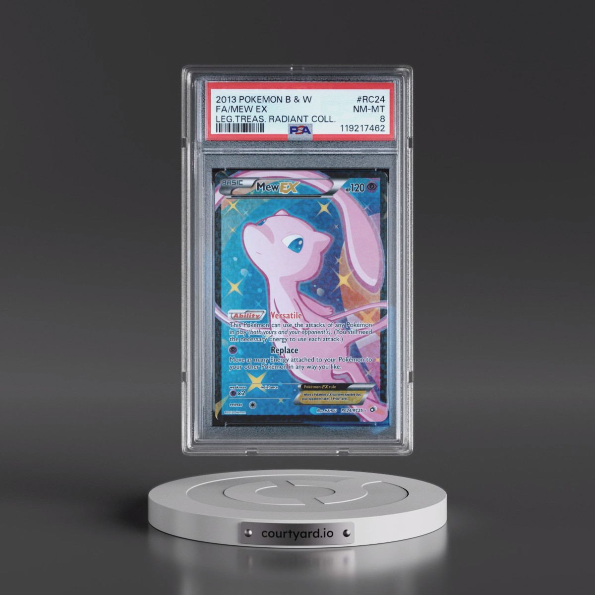 2013 Pokémon Black & White Legendary Treasures Radiant Collection #RC24 Mew EX - Holo Full Art (PSA 8 NM-MT)