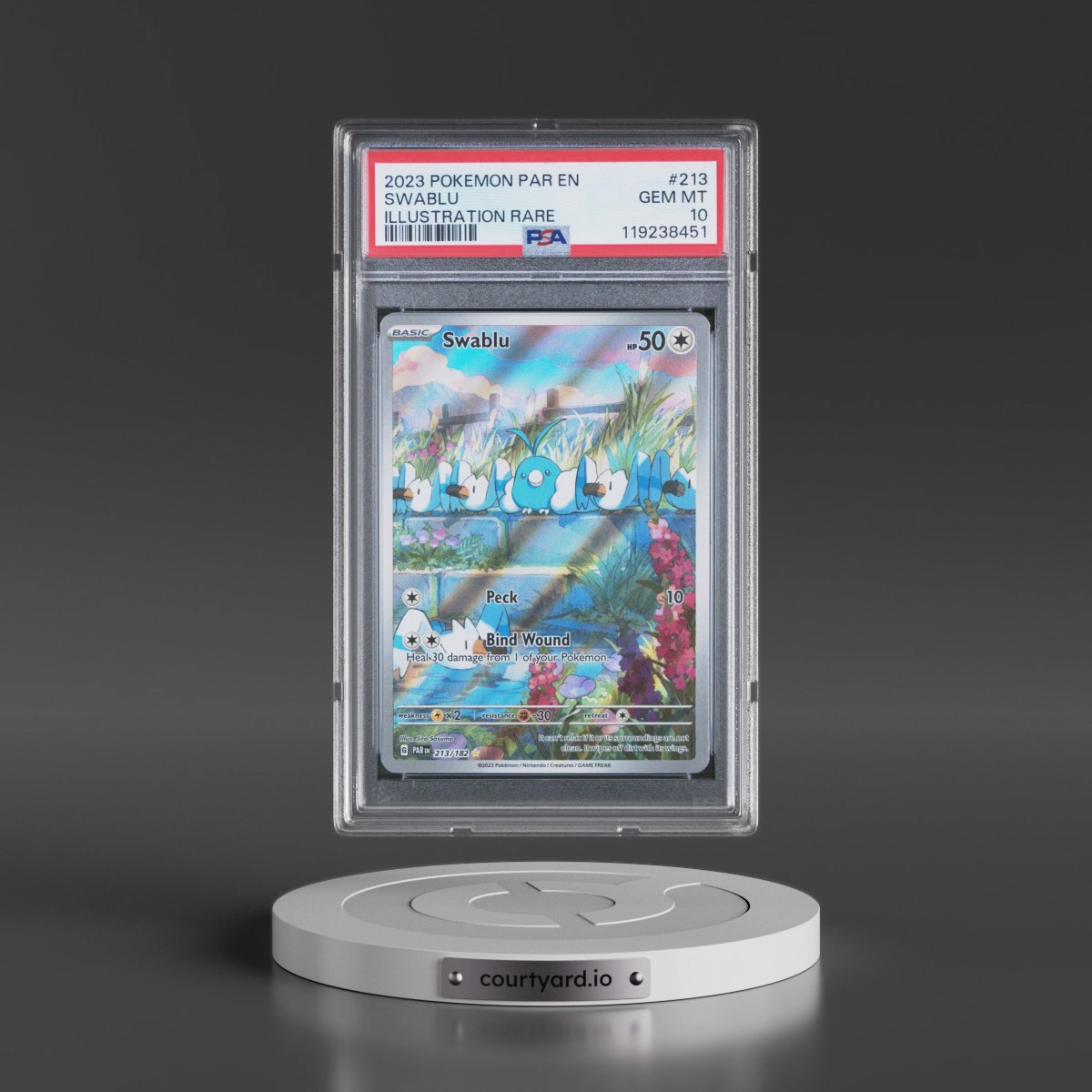 2023 Pokémon Par EN-Paradox Rift #213 Swablu - Illustration Rare (PSA 10 GEM MINT)