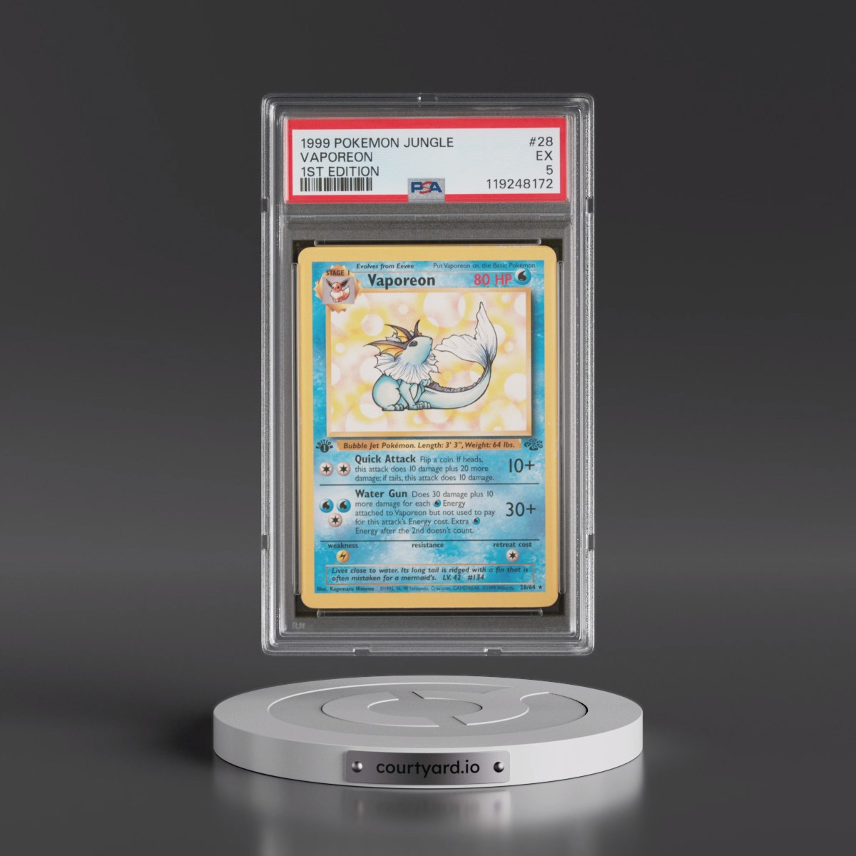1999 Pokémon Jungle #28 Vaporeon - 1st Edition (PSA 5 EX)