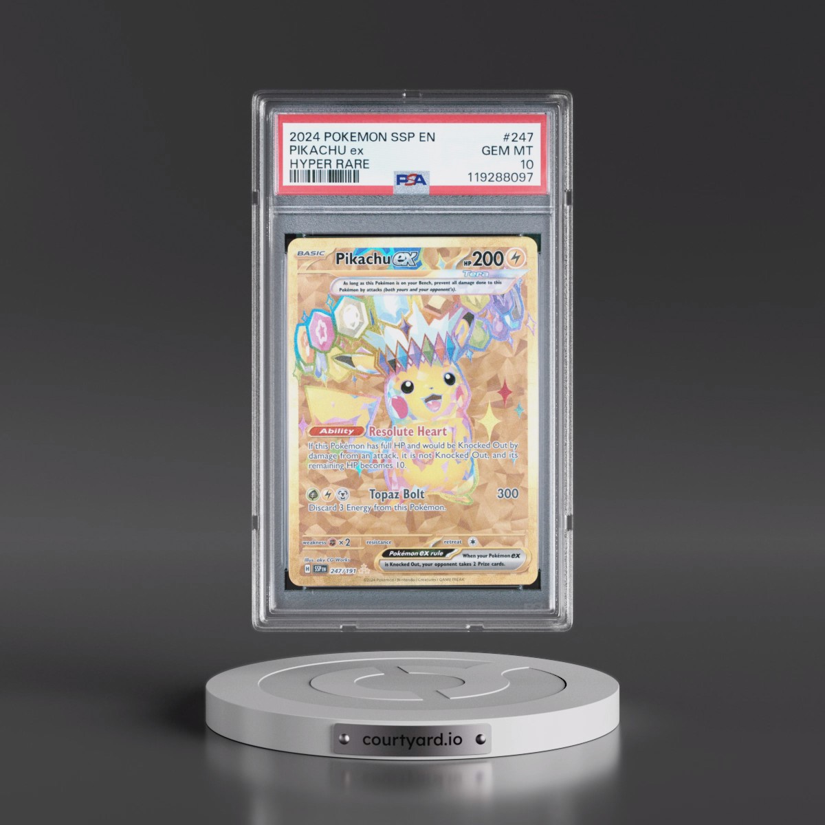 2024 Pokémon Ssp EN-Surging Sparks #247 Pikachu EX - Holo Hyper Rare (PSA 10 GEM MINT)