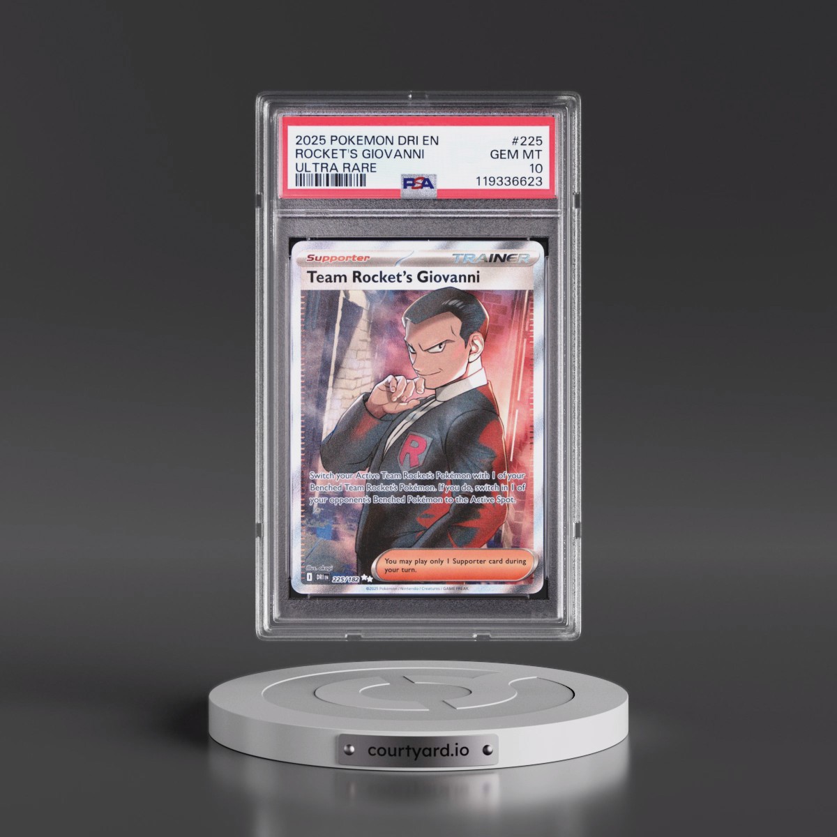 2025 Pokémon Dri EN-Destined Rivals #225 Team Rocket's Giovanni - Ultra Rare (PSA 10 GEM MINT)