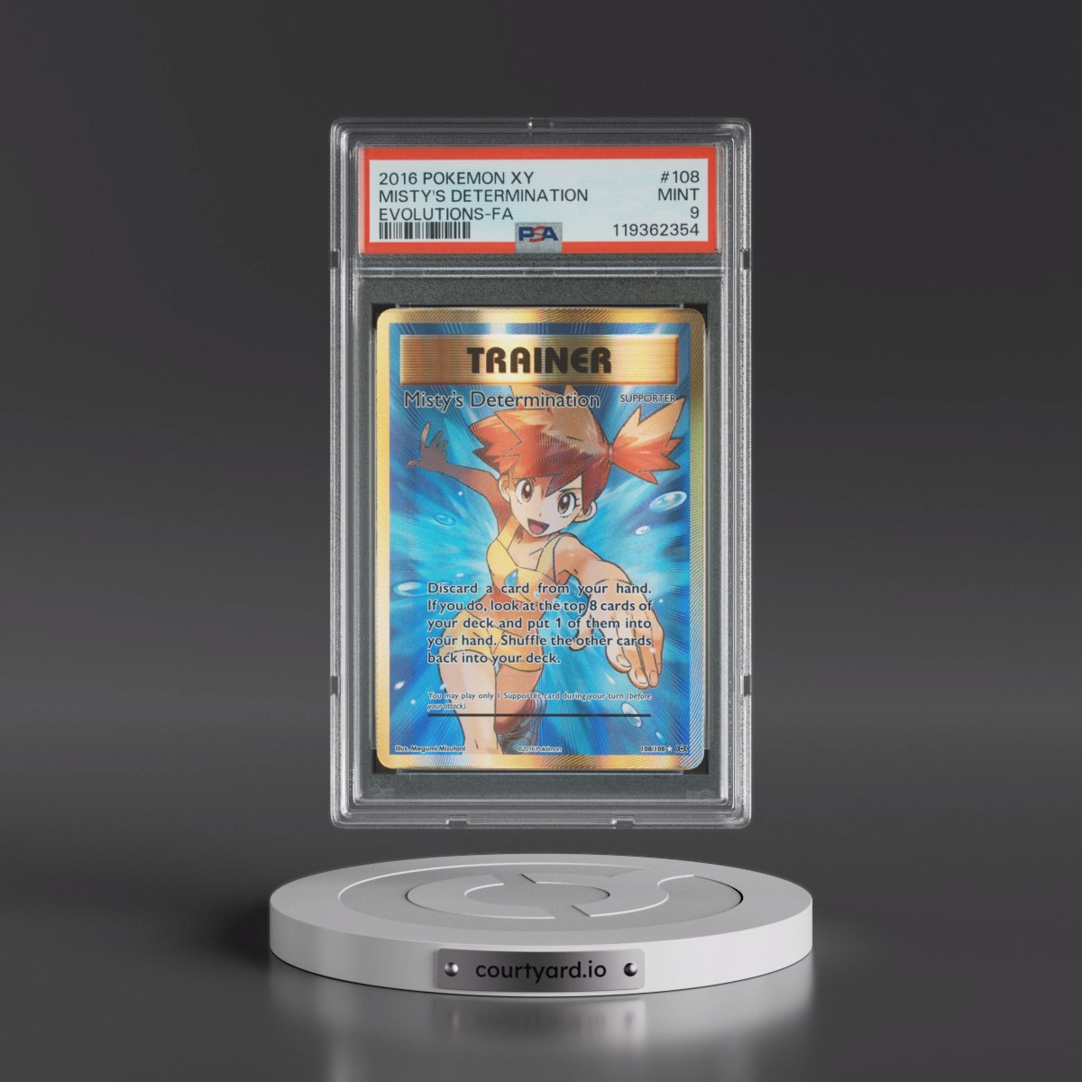 2016 Pokémon XY Evolutions #108 Misty's Determination - Full Art (PSA 9 MINT)