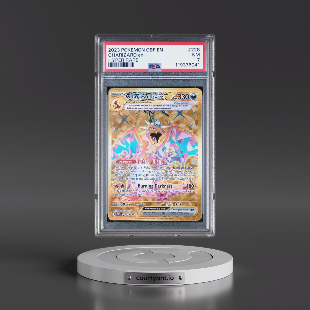 2023 Pokémon Obf EN-Obsidian Flames #228 Charizard EX - Holo Hyper Rare (PSA 7 NM)