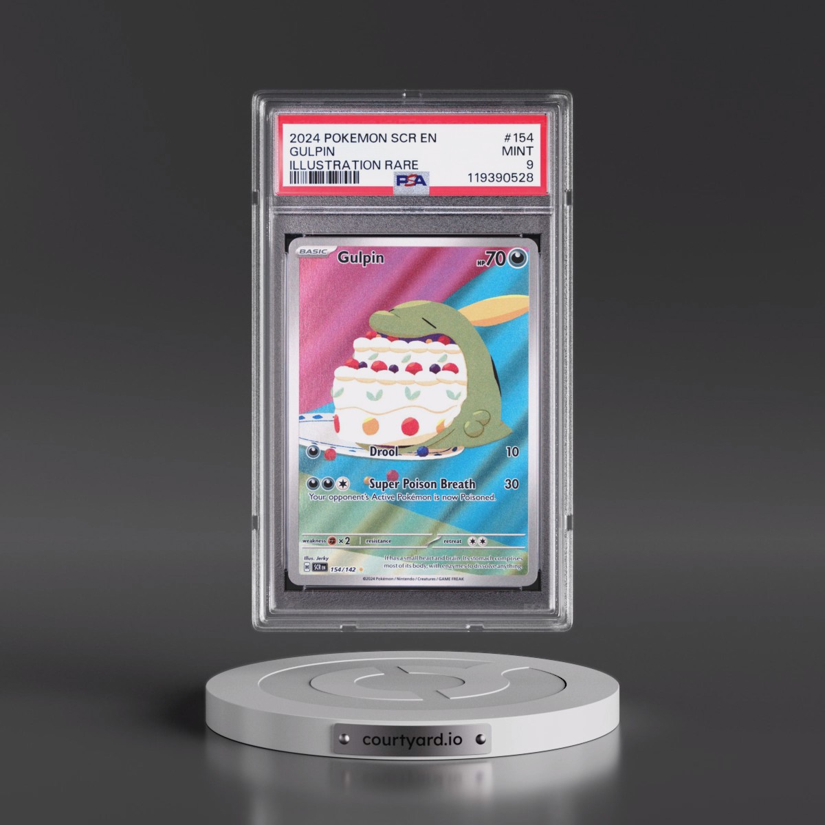 2024 Pokémon Scr EN-Stellar Crown #154 Gulpin - Illustration Rare (PSA 9 MINT)