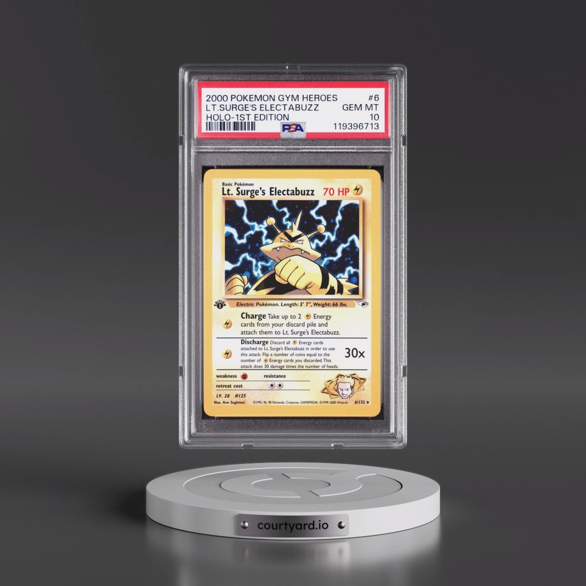 2000 Pokémon Gym Heroes #6 LT. Surge's Electabuzz - 1st Edition Holo (PSA 10 GEM MINT) - Photo