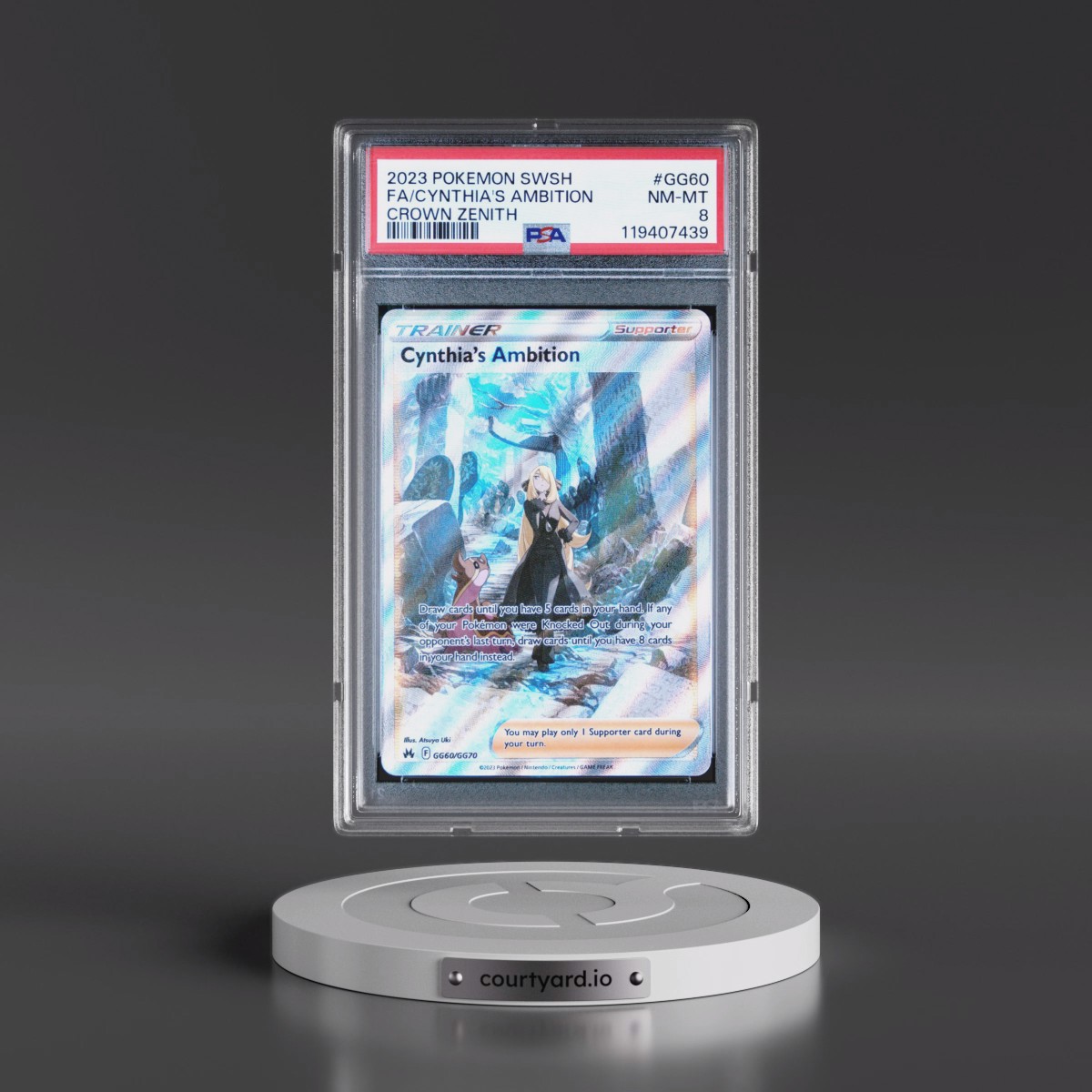 2023 Pokémon Sword and Shield Crown Zenith #GG60 Cynthia's Ambition - Full Art (PSA 8 NM-MT)