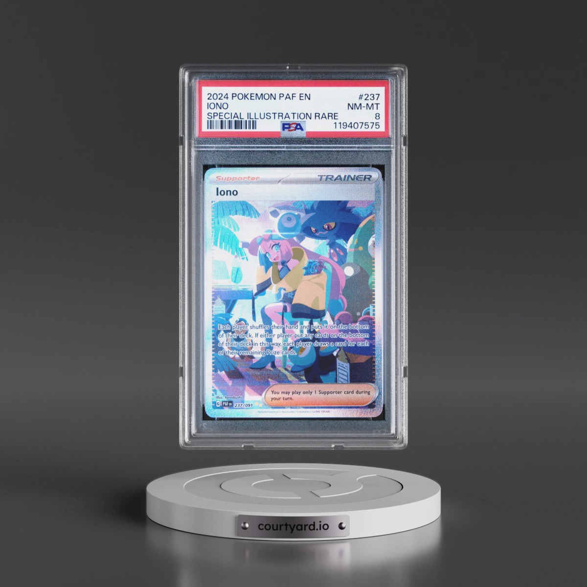 2024 Pokémon Paf EN-Paldean Fates #237 Iono - Special Illustration Rare (PSA 8 NM-MT)