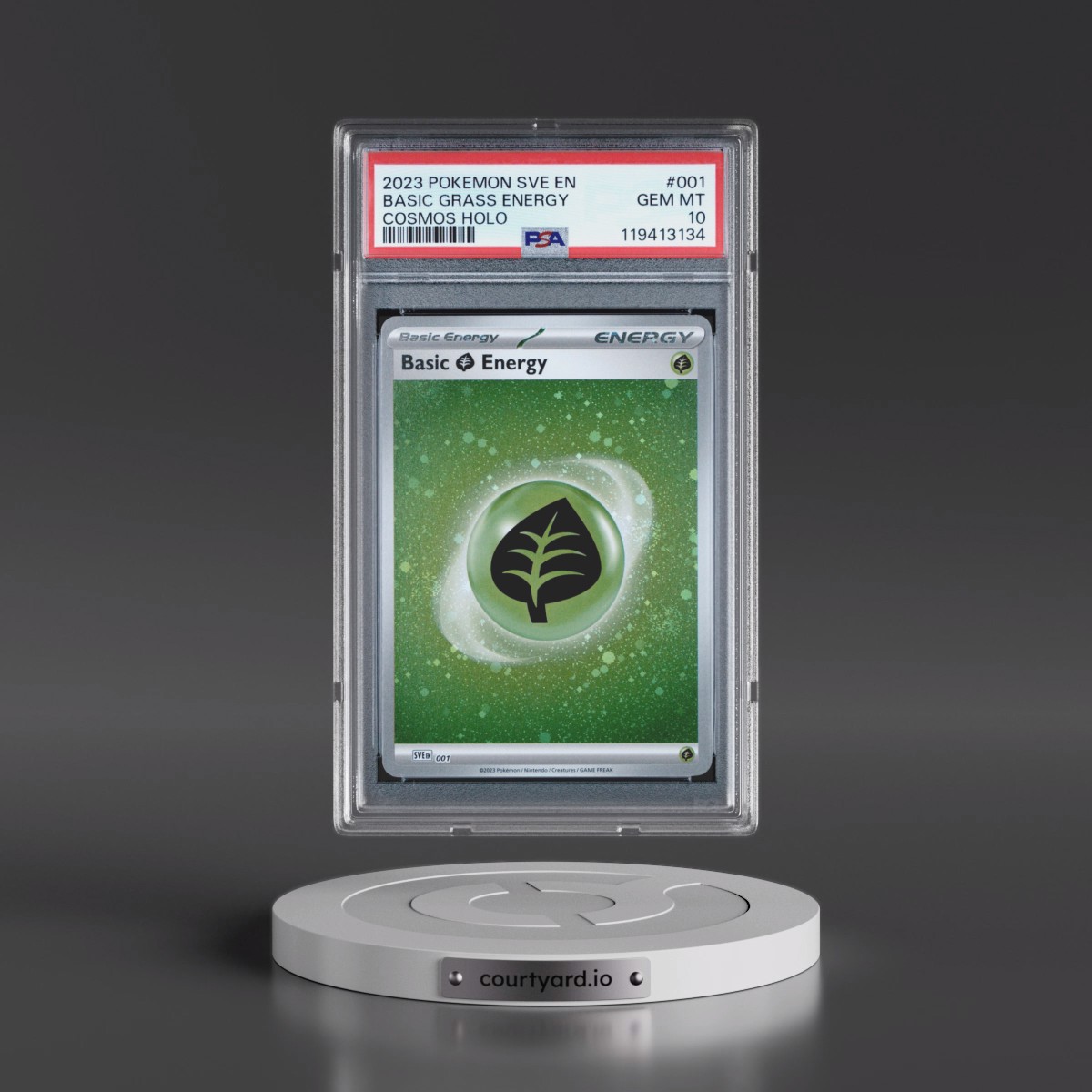 2023 Pokémon Sve EN-Basic Energies #001 Basic Grass Energy - Cosmos Holo (PSA 10 GEM MINT)