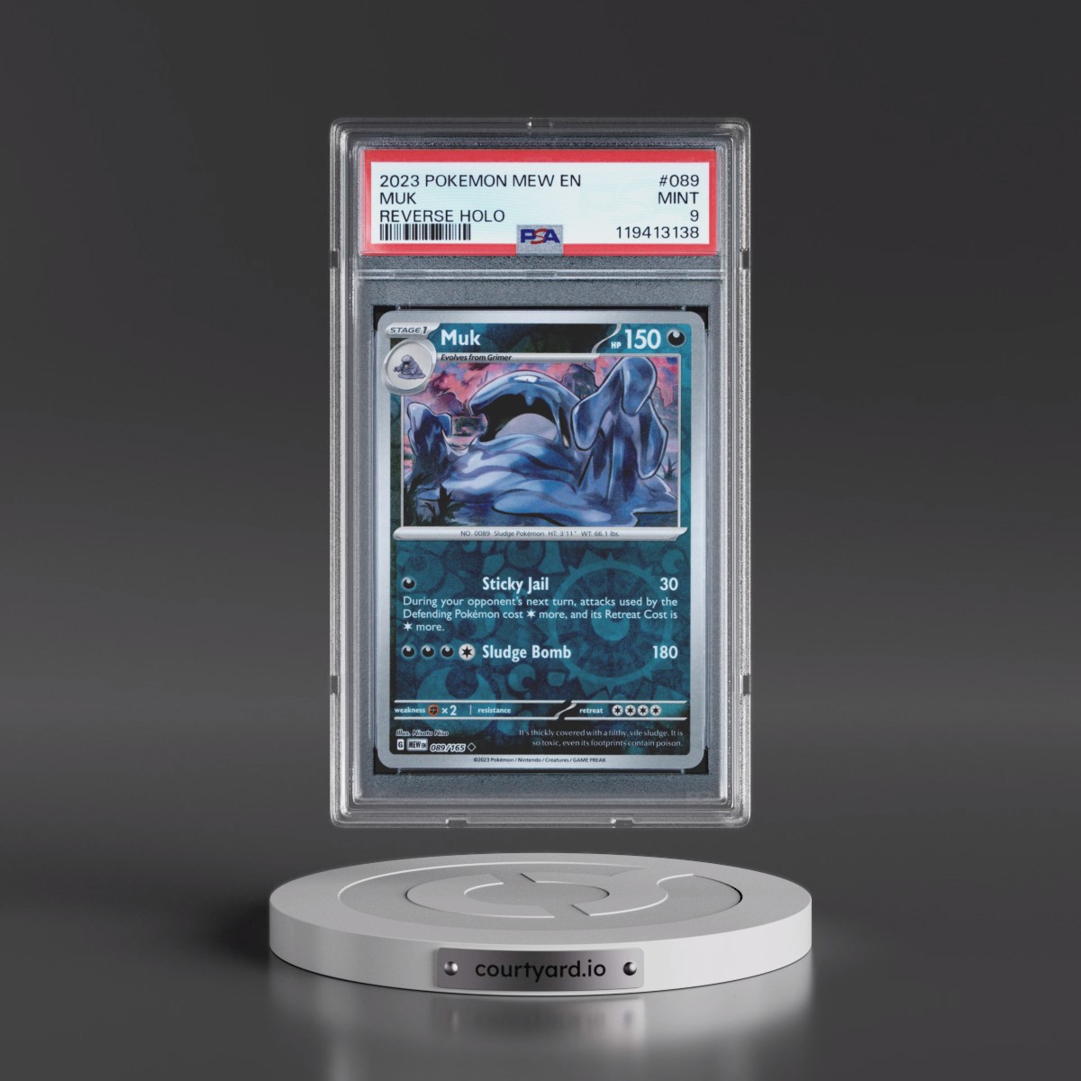 2023 Pokémon Mew EN-151 #089 Muk - Reverse Holo (PSA 9 MINT)