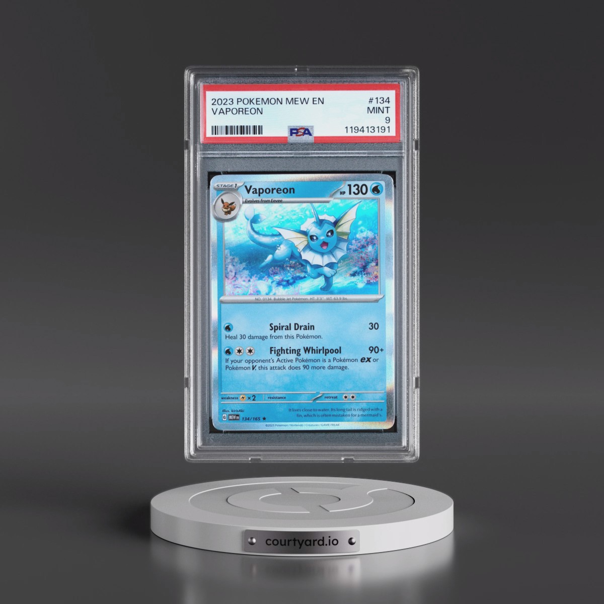 2023 Pokémon Mew EN-151 #134 Vaporeon (PSA 9 MINT)