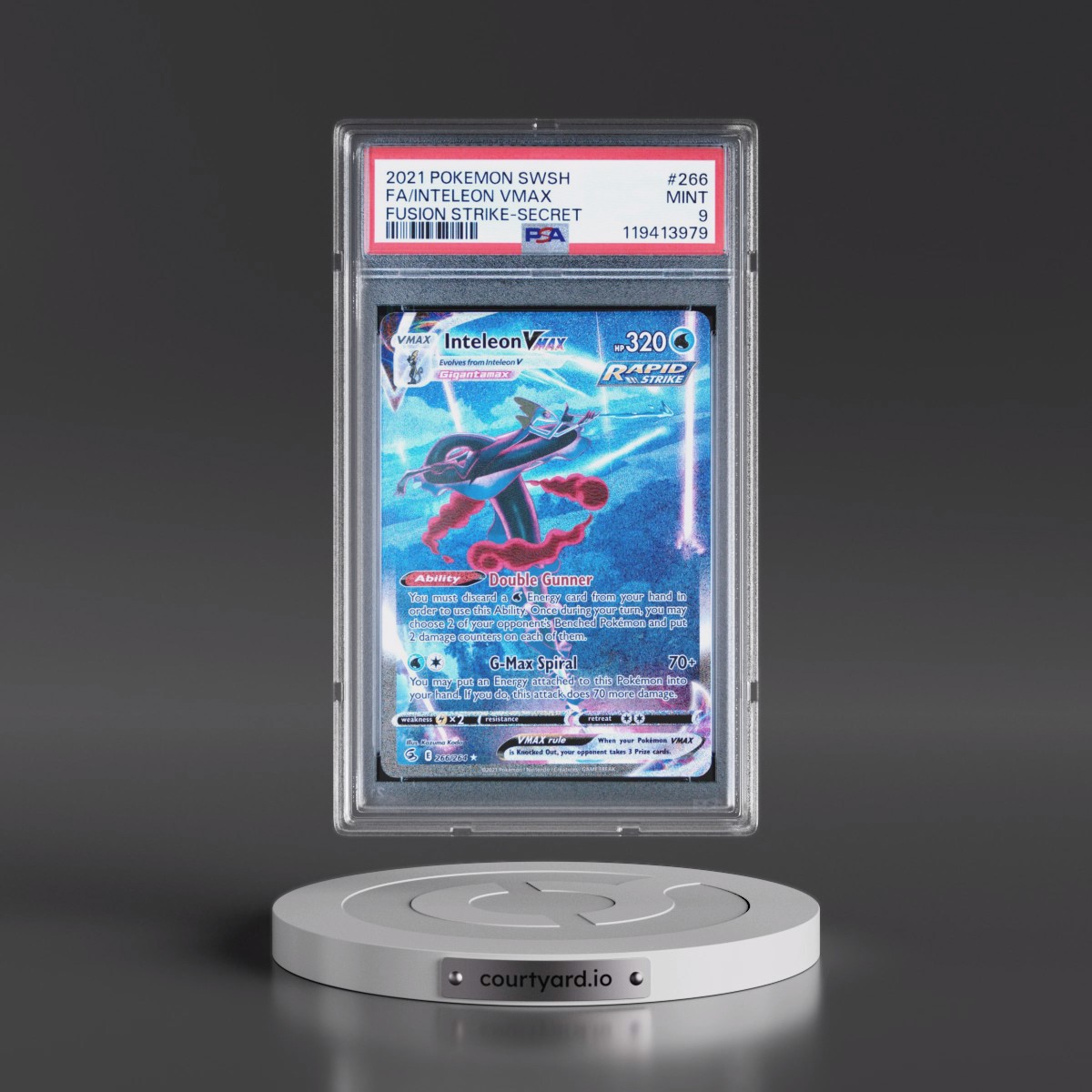 2021 Pokémon Sword & Shield Fusion Strike #266 Inteleon Vmax - Full Art Secret (PSA 9 MINT)