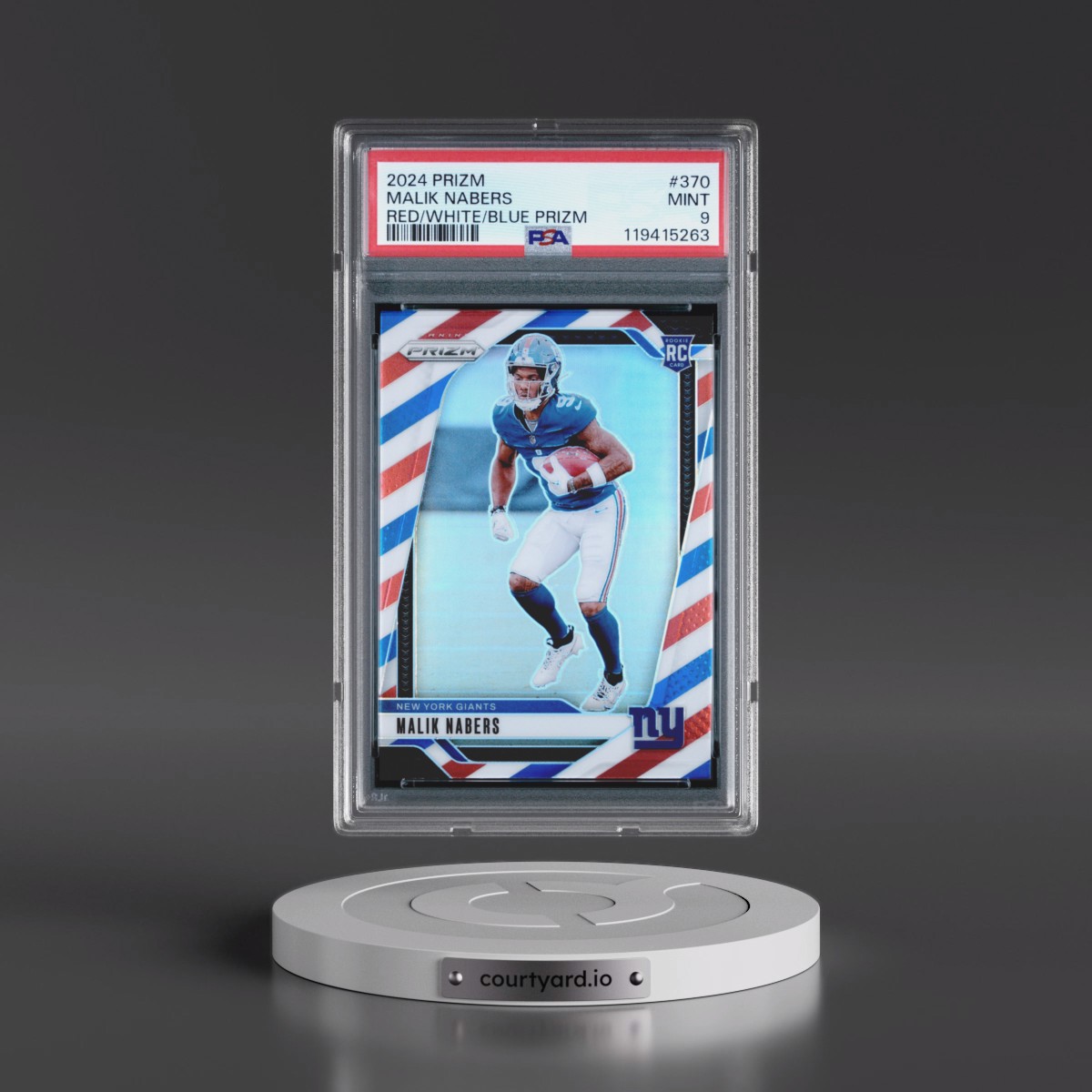 2024 Panini Prizm Malik Nabers - Red/White/Blue Prizm #370 PSA 9