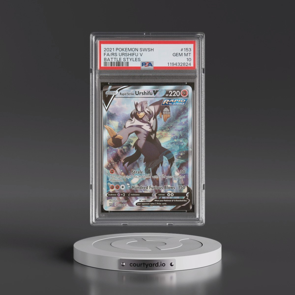 2021 Pokémon Sword & Shield Battle Styles #153 Rapid Strike Urshifu V - Holo Full Art (PSA 10 GEM MINT)