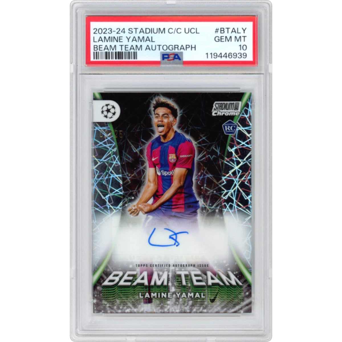 2023-24 Topps Stadium Club Chrome UEFA Club Competitions Beam Team Autographs #BTALY Lamine Yamal (PSA 10 GEM MINT)