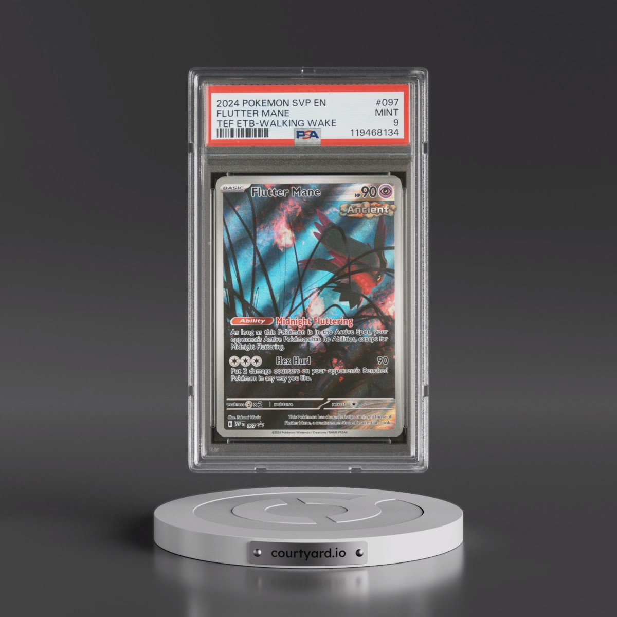 2024 Pokémon Svp EN-SV Black Star Promo #097 Flutter Mane - Temporal Forces Elite Trainer Box-Walking Wake (PSA 9 MINT)