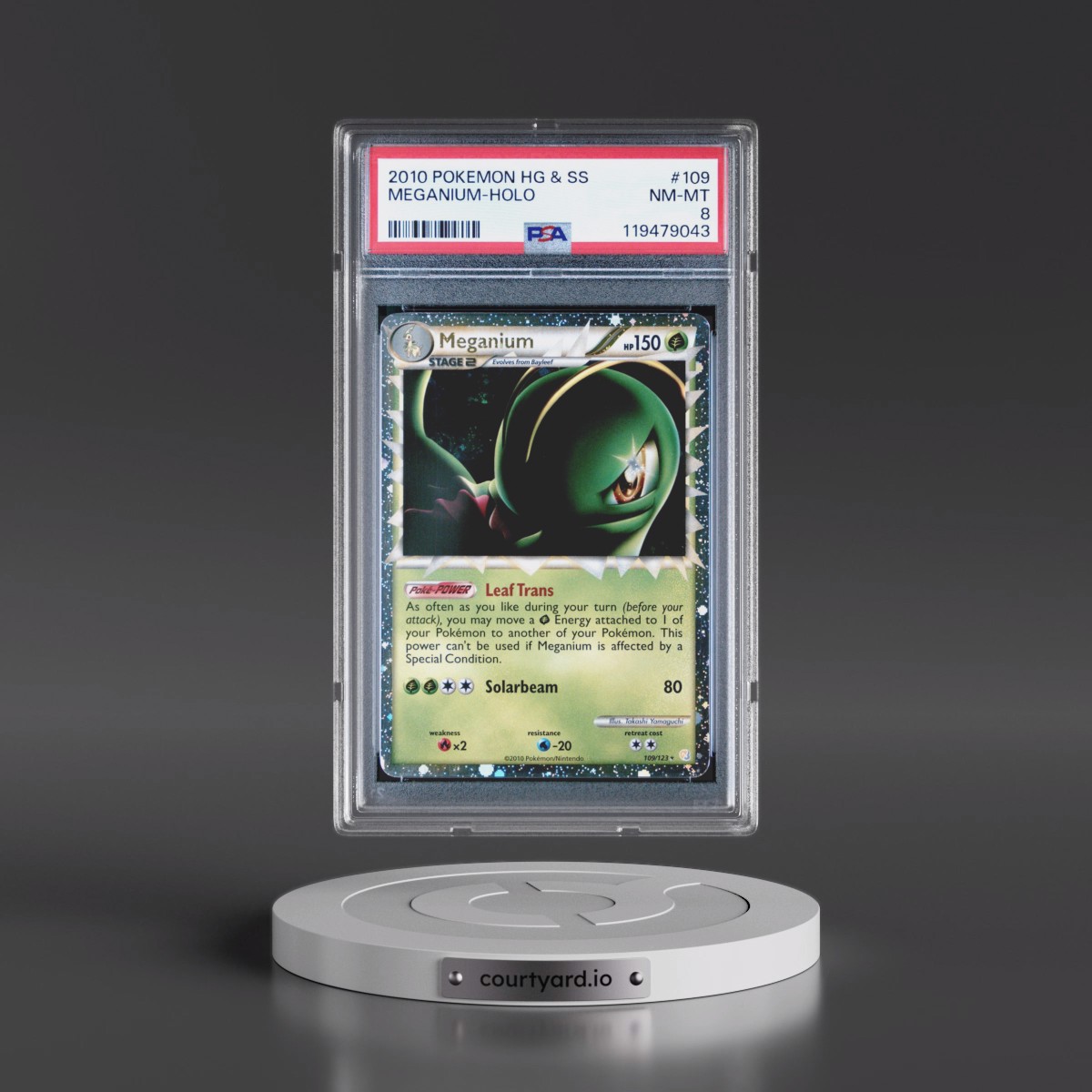 2010 Pokémon Heartgold & Soulsilver #109 Meganium - Holo (PSA 8 NM-MT)