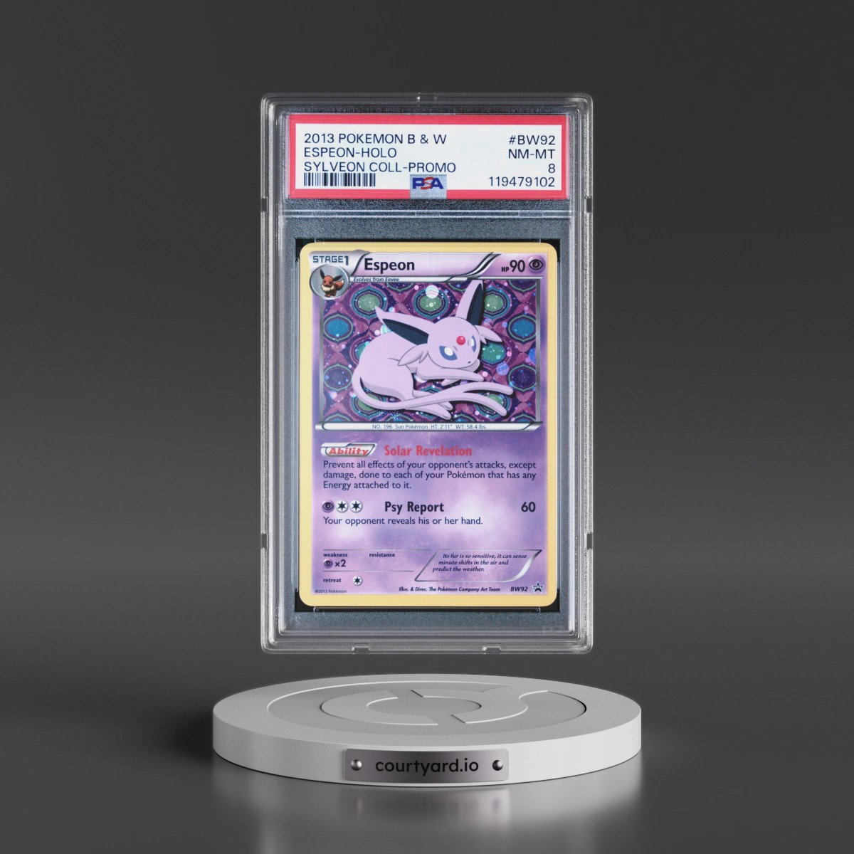 2013 Pokémon Black & White Promo #BW92 Espeon - Holo Sylveon Collection (PSA 8 NM-MT)