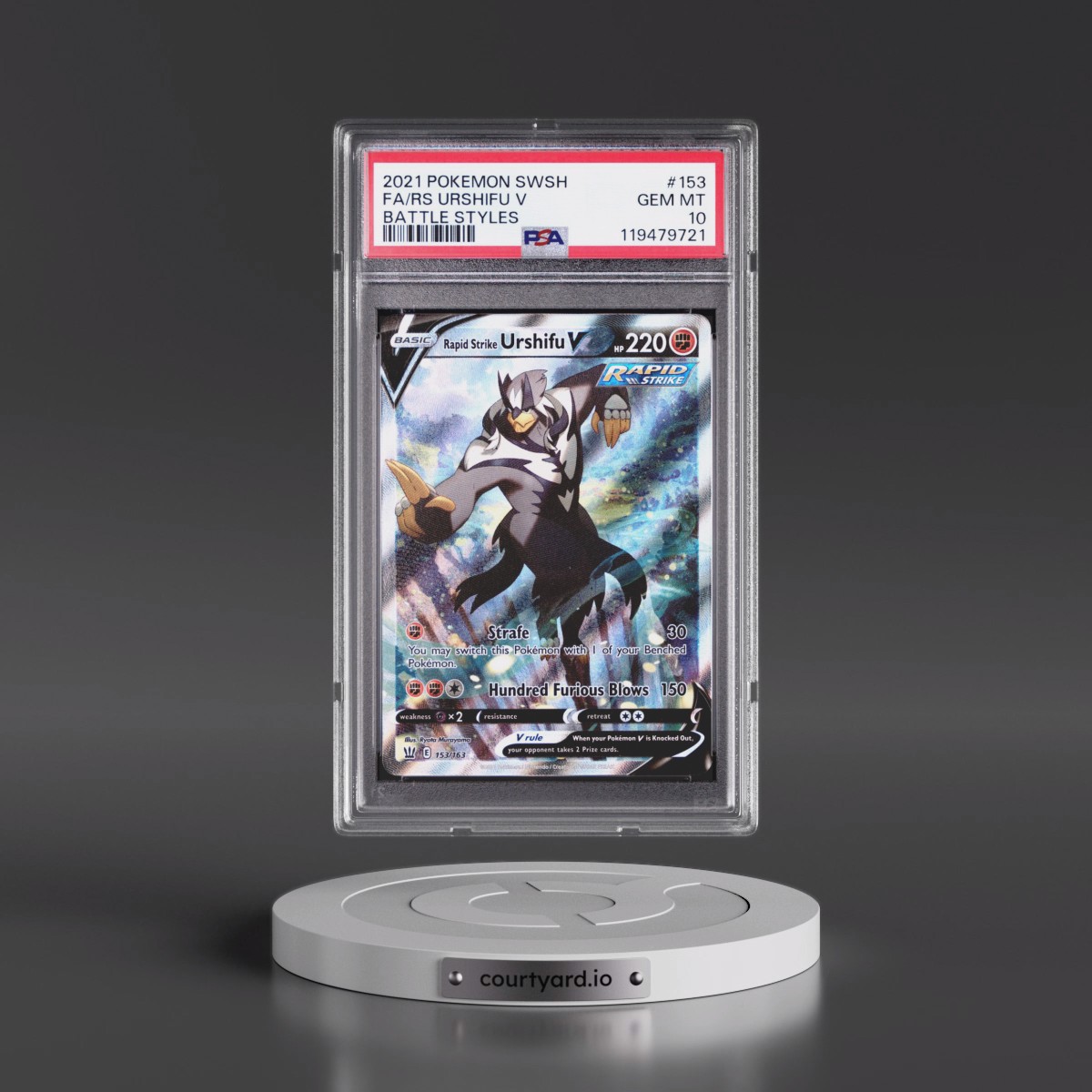 2021 Pokémon Sword & Shield Battle Styles #153 Rapid Strike Urshifu V - Holo Full Art (PSA 10 GEM MINT)