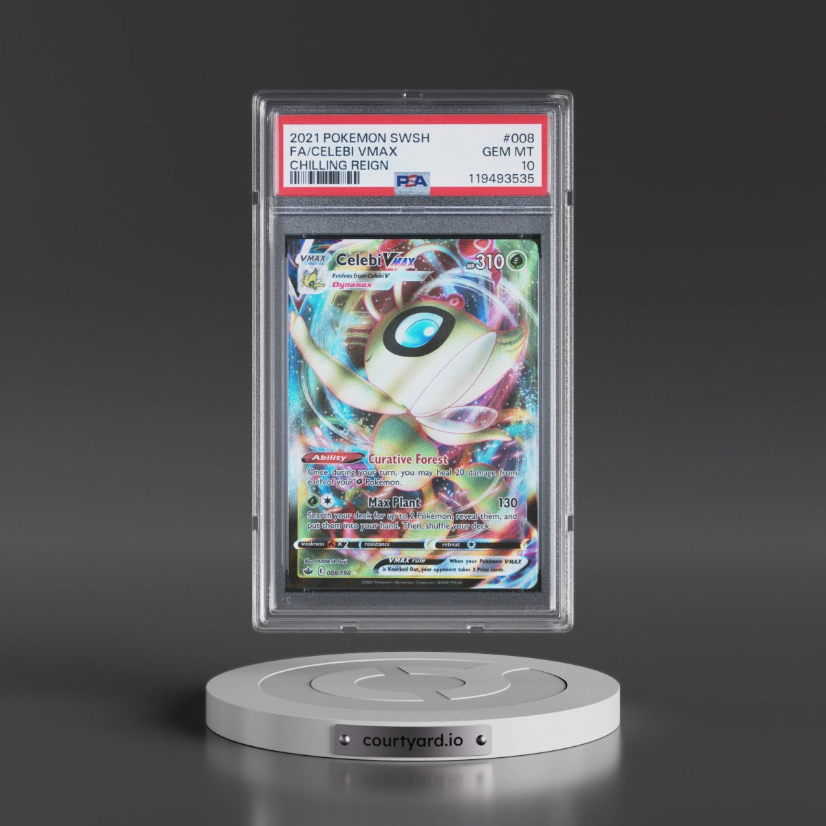 2021 Pokémon Sword & Shield Chilling Reign #008 Celebi Vmax - Full Art (PSA 10 GEM MINT)