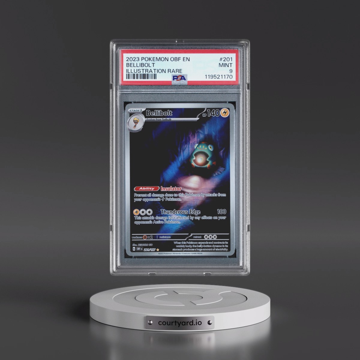 2023 Pokémon Obf EN-Obsidian Flames #201 Bellibolt - Illustration Rare (PSA 9 MINT)