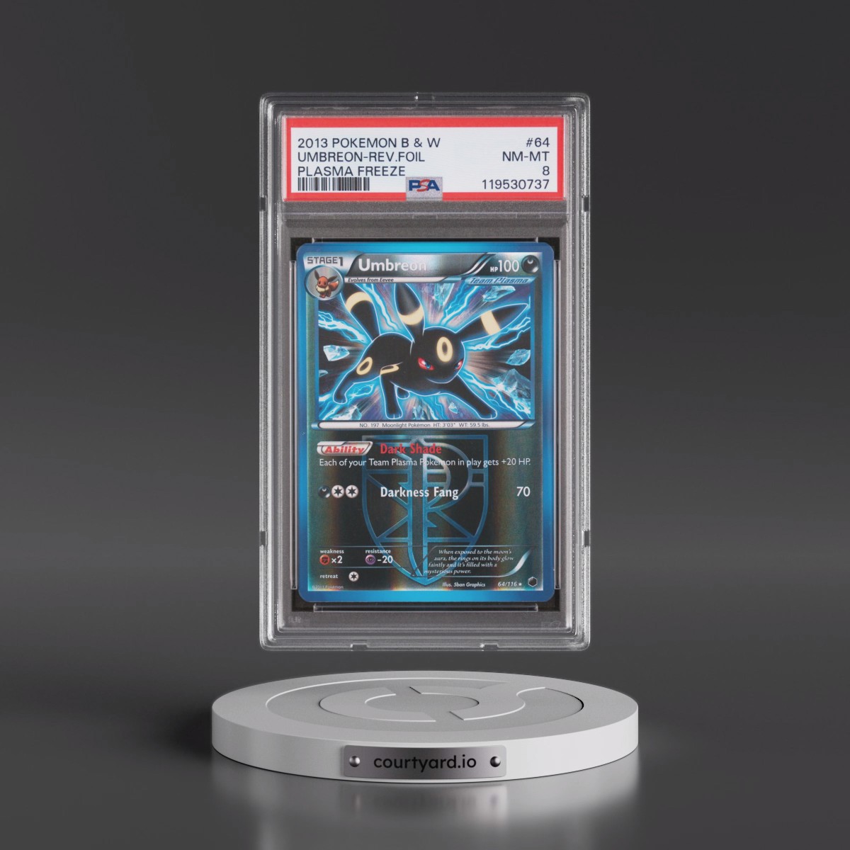 2013 Pokémon Black & White Plasma Freeze #64 Umbreon - Reverse Foil (PSA 8 NM-MT)
