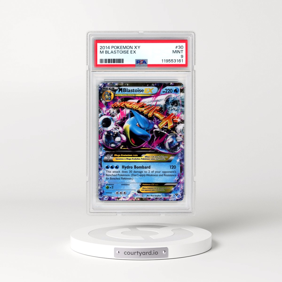 2014 Pokémon XY #30 M Blastoise EX - Holo (PSA 9 MINT)