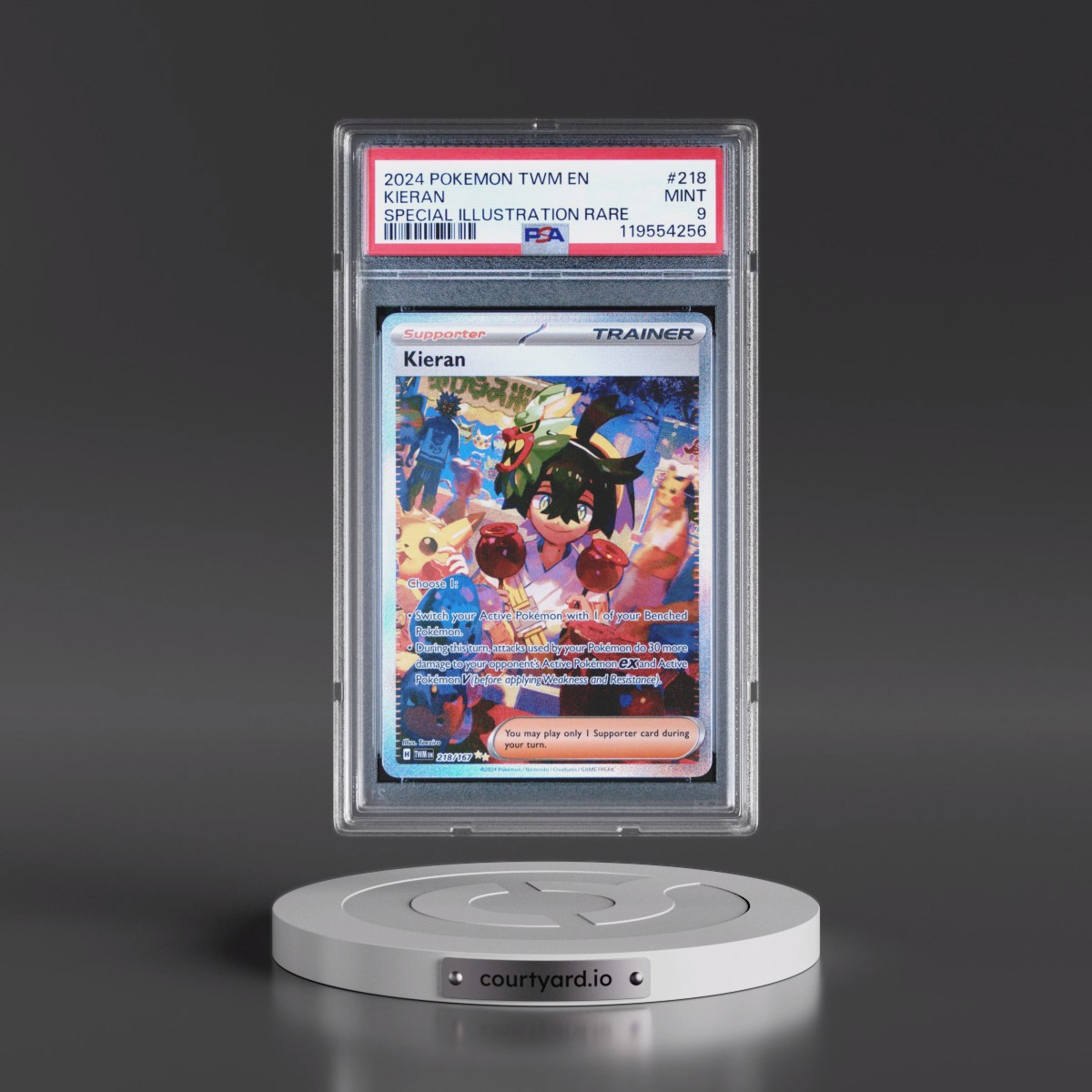 2024 Pokémon Twm EN-Twilight Masquerade #218 Kieran - Special Illustration Rare (PSA 9 MINT)