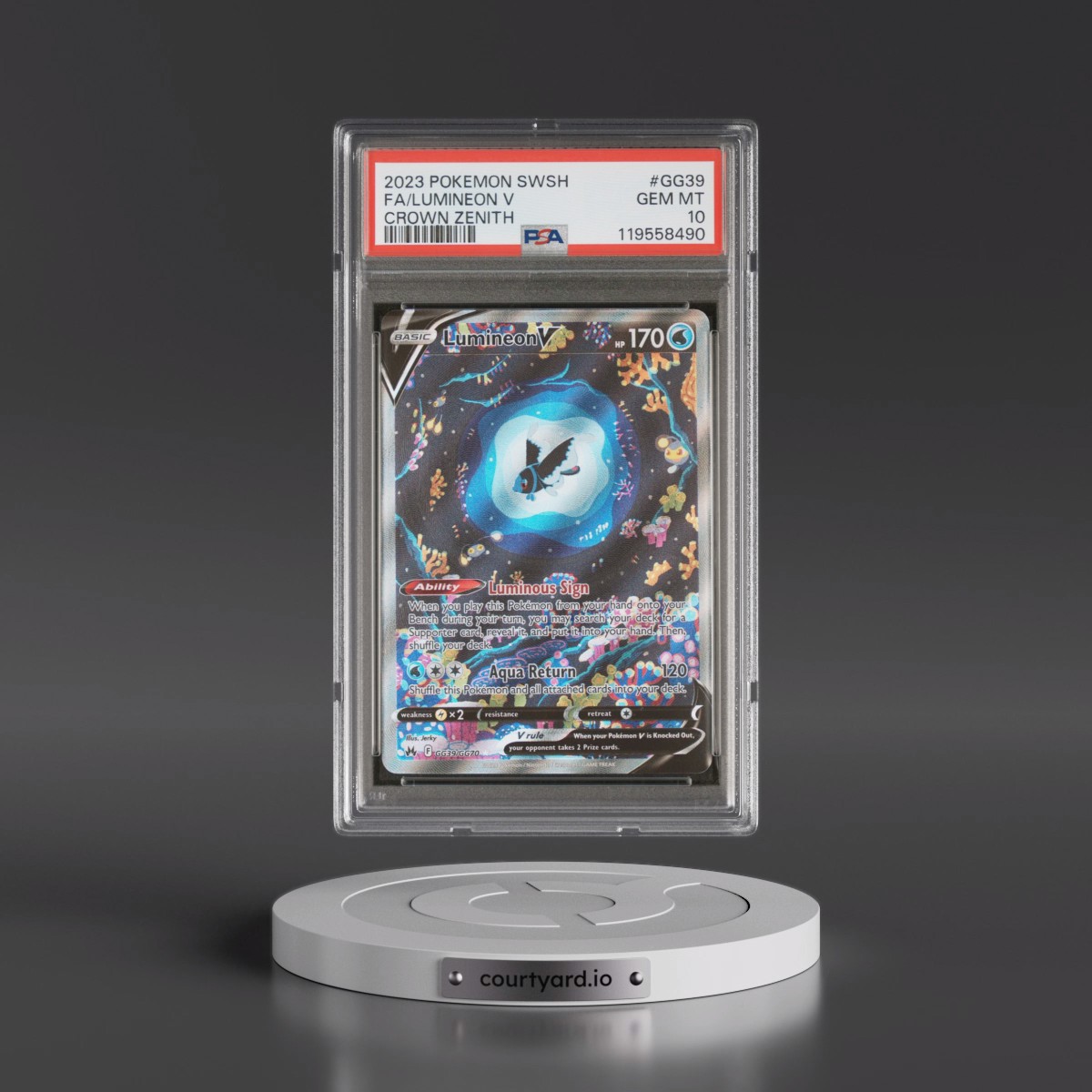 2023 Pokémon Sword and Shield Crown Zenith #GG39 Lumineon V - Holo Full Art (PSA 10 GEM MINT)