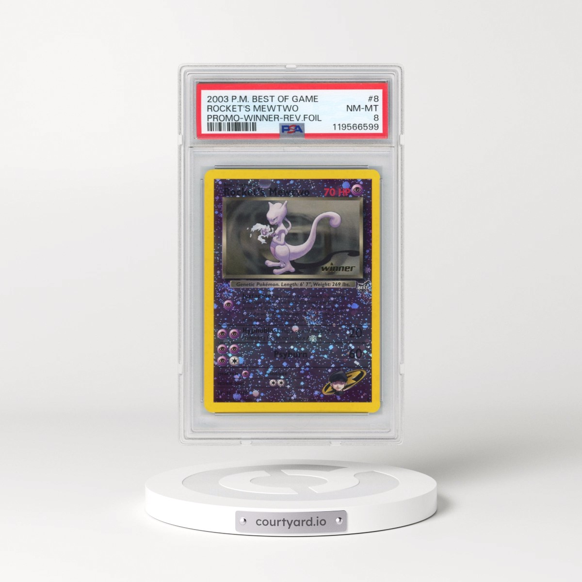 2003 Pokémon Best of Game Promo #8 Rocket's Mewtwo - Reverse Foil Winner (PSA 8 NM-MT)