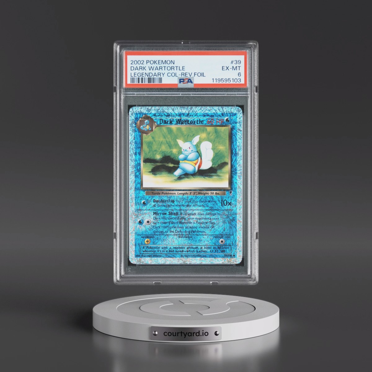 2002 Pokémon Legendary Collection #39 Dark Wartortle - Reverse Foil (PSA 6 EX-MT)
