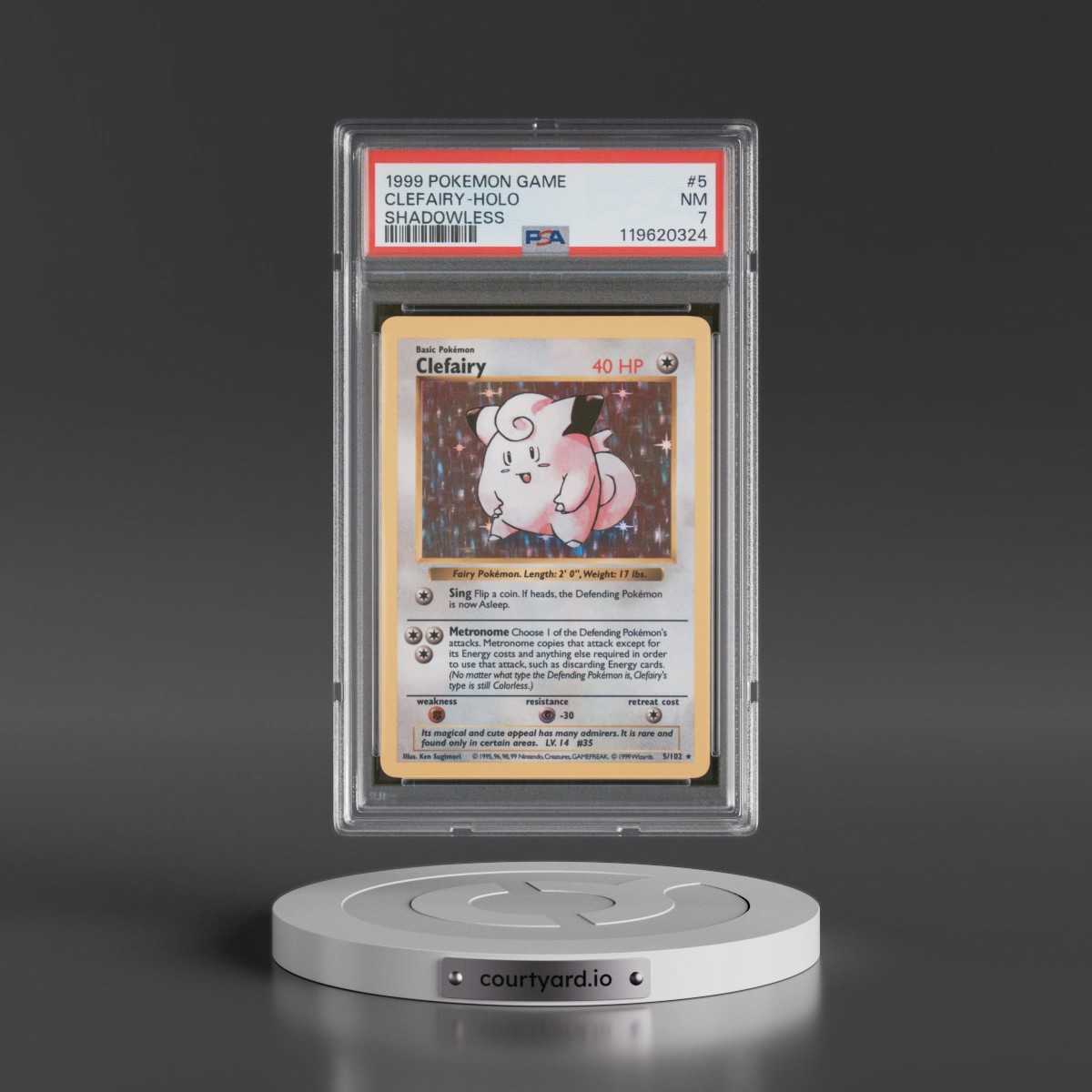 1999 Pokémon Game #5 Clefairy - Holo Shadowless (PSA 7 NM)