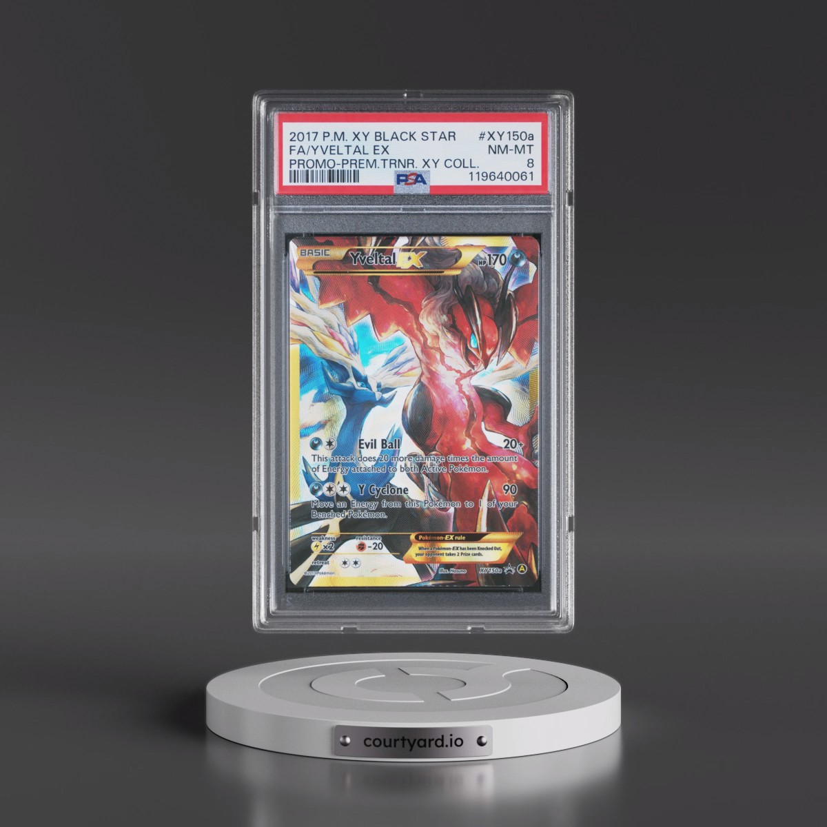2017 Pokémon XY Black Star Promo #XY150a Yveltal EX - Holo Full Art Premium Trainer XY Collection (PSA 8 NM-MT)