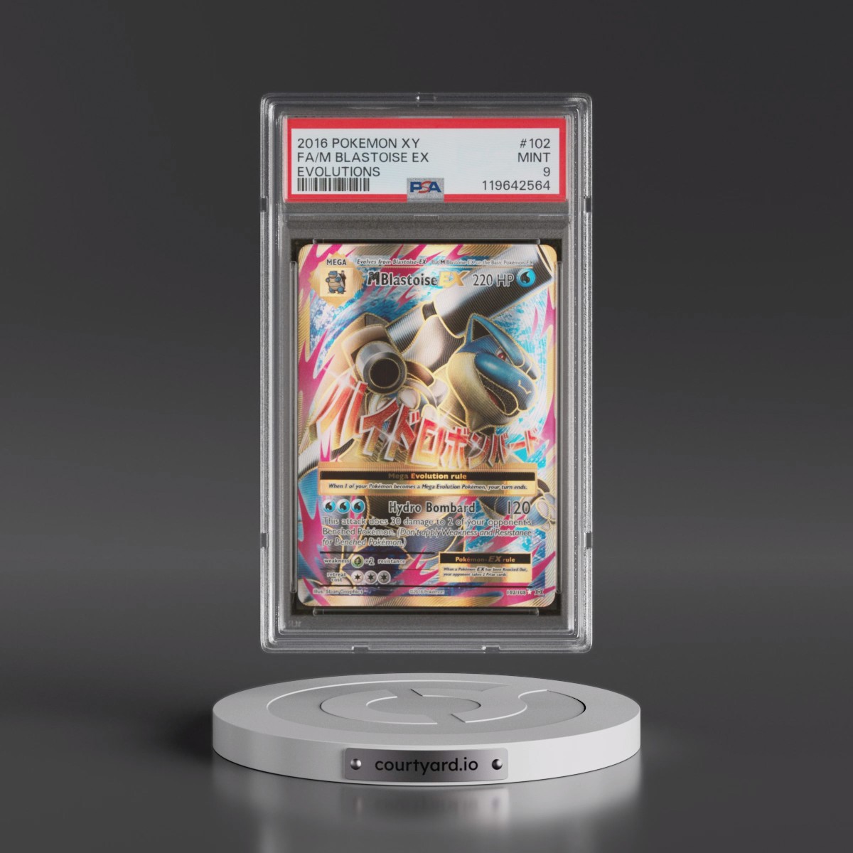 2016 Pokémon XY Evolutions #102 M Blastoise EX - Holo Full Art (PSA 9 MINT)