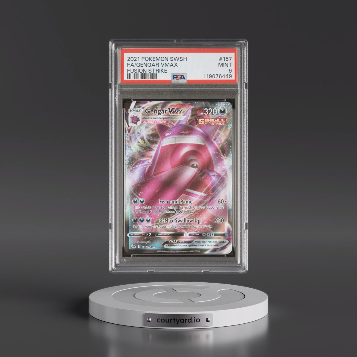 2021 Pokémon Sword & Shield Fusion Strike #157 Gengar Vmax - Full Art (PSA 9 MINT)