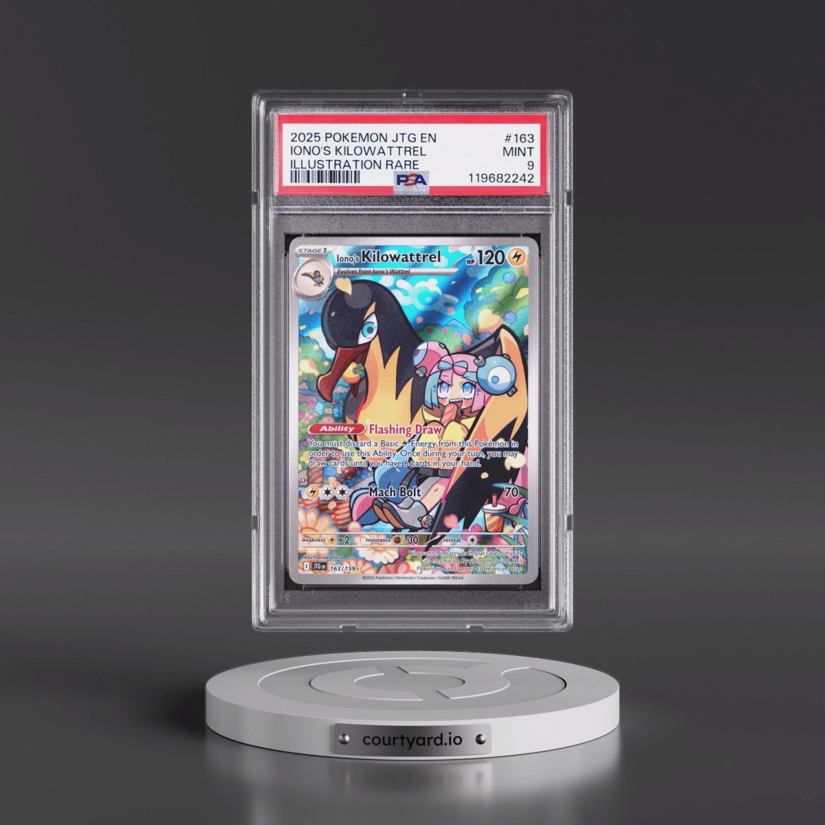 2025 Pokémon Jtg EN-Journey Together #163 Iono's Kilowattrel - Illustration Rare (PSA 9 MINT)