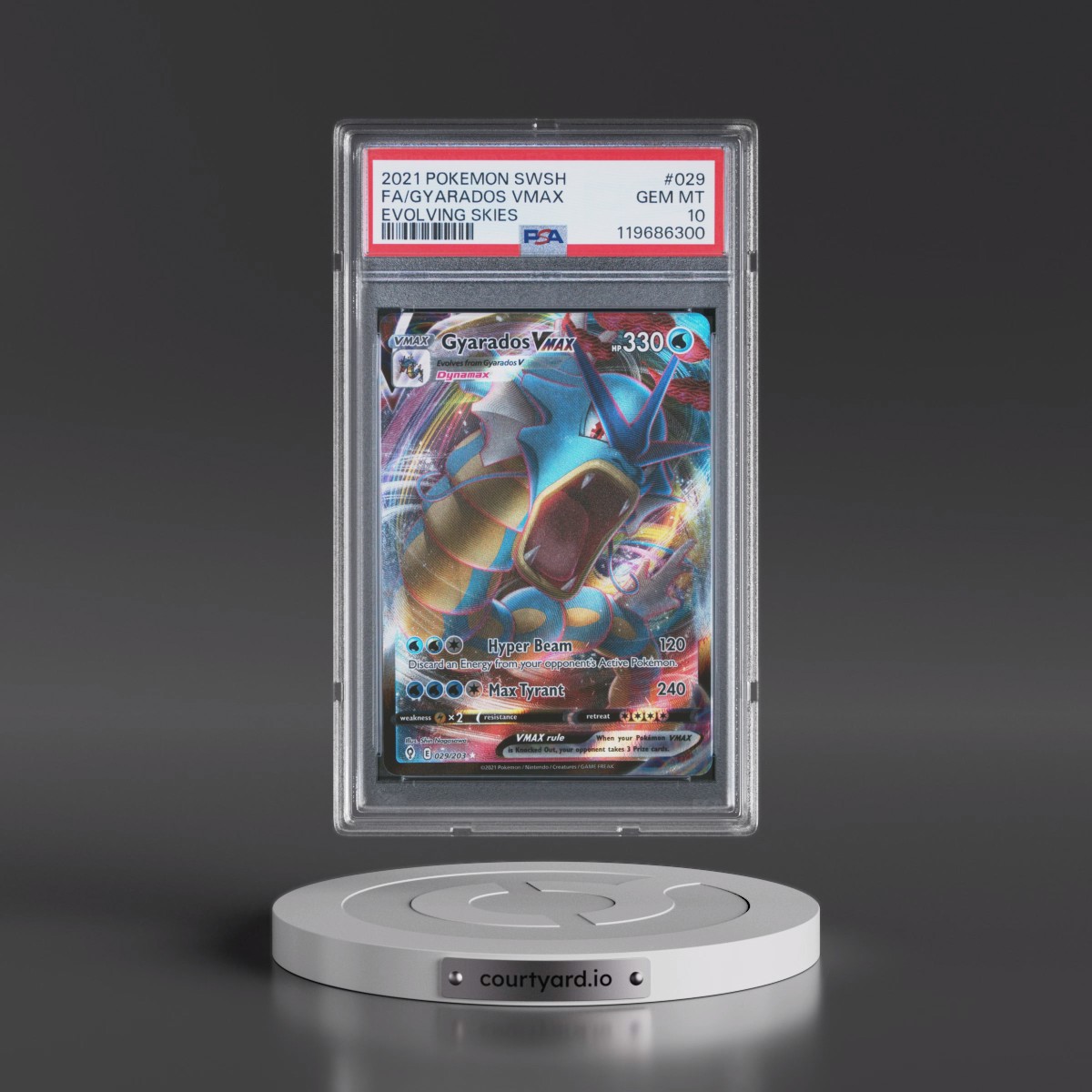 2021 Pokémon Sword & Shield Evolving Skies #029 Gyarados Vmax - Full Art (PSA 10 GEM MINT)